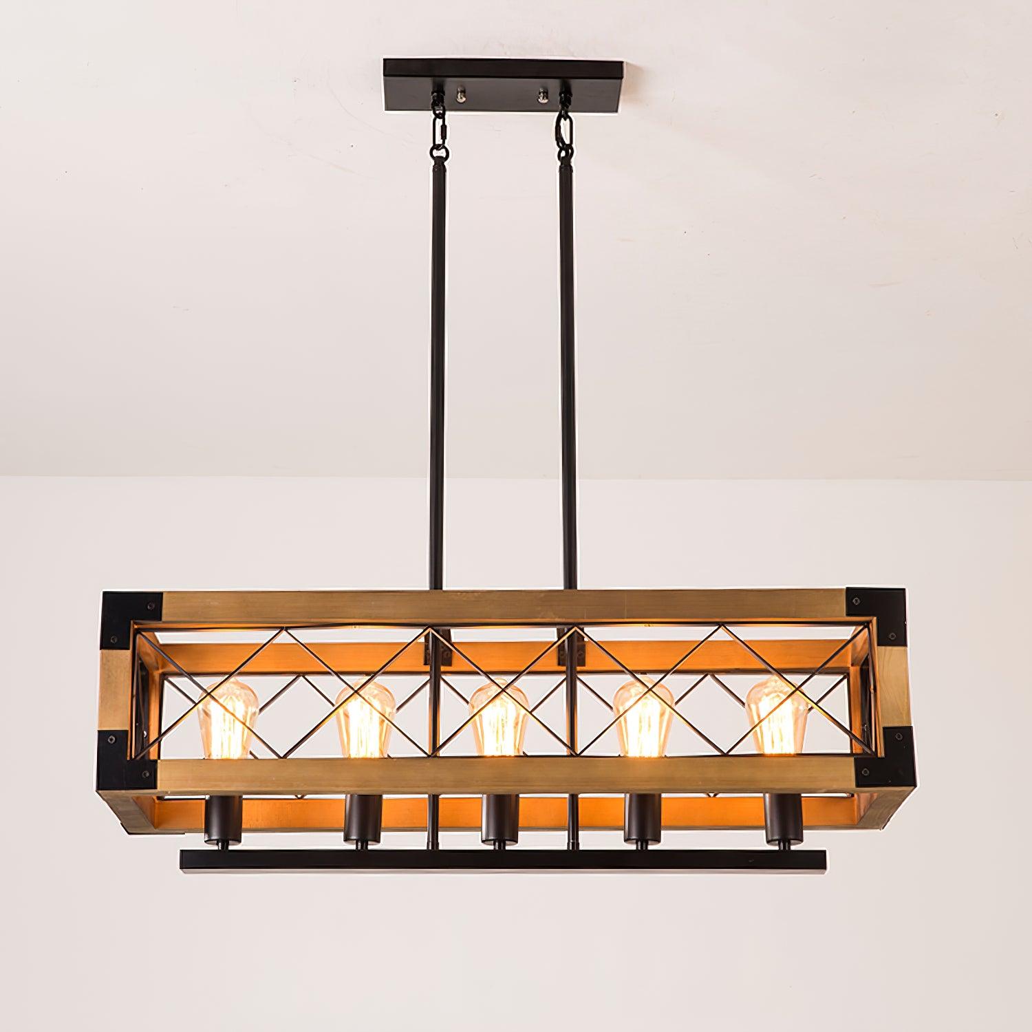 Grid Kitchen Island Rectangle Chandelier-Neutral Decor