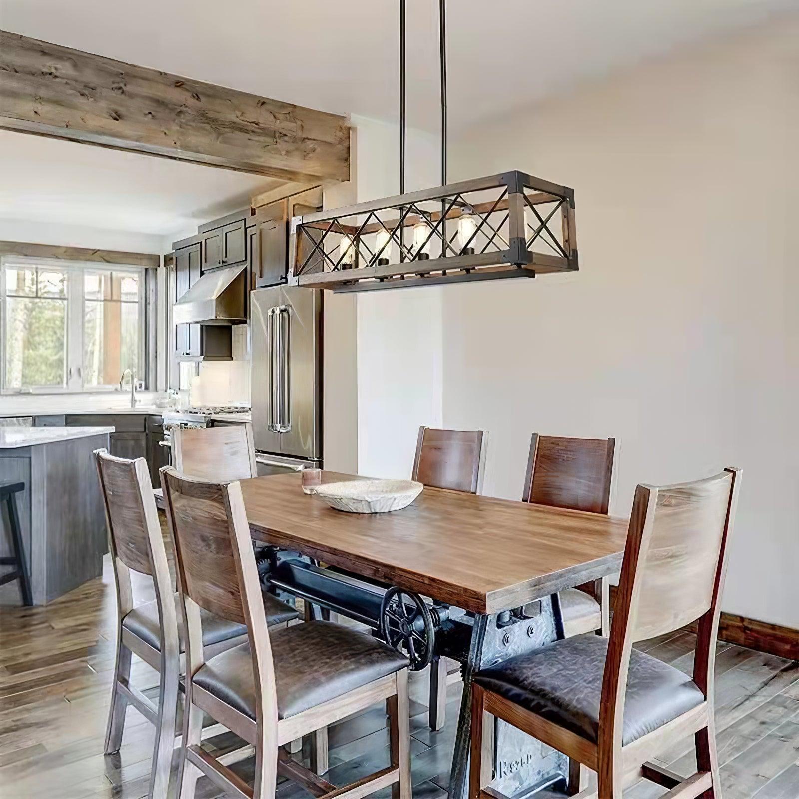 Grid Kitchen Island Rectangle Chandelier-Neutral Decor