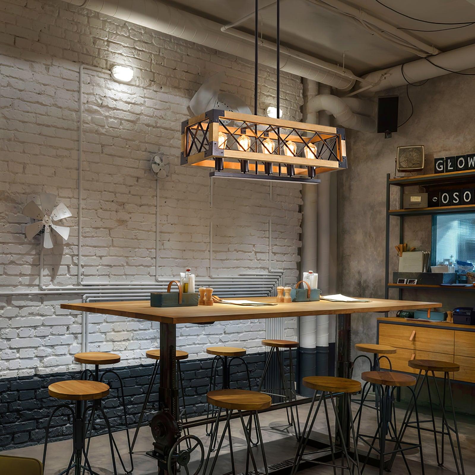 Grid Kitchen Island Rectangle Chandelier-Neutral Decor