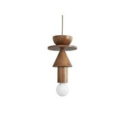 Vanya Geometric Pendant Light in a walnut wood finish.