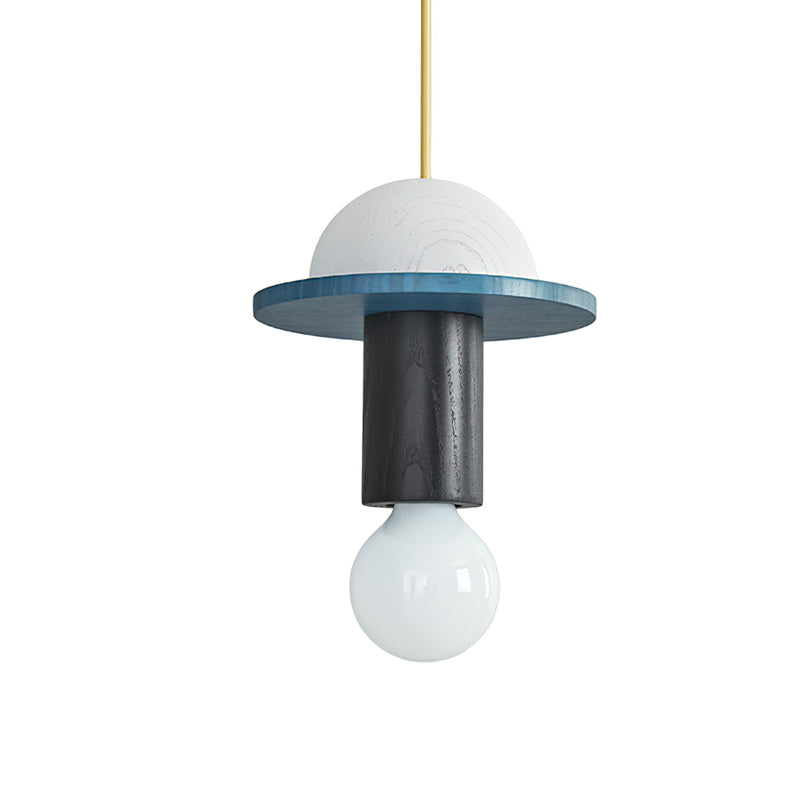 The white Klee Geometric Pendant Light against a dark wall.
