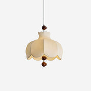 Pendant Lamp Fabric Shade Wood Accents Vintage for Living Room