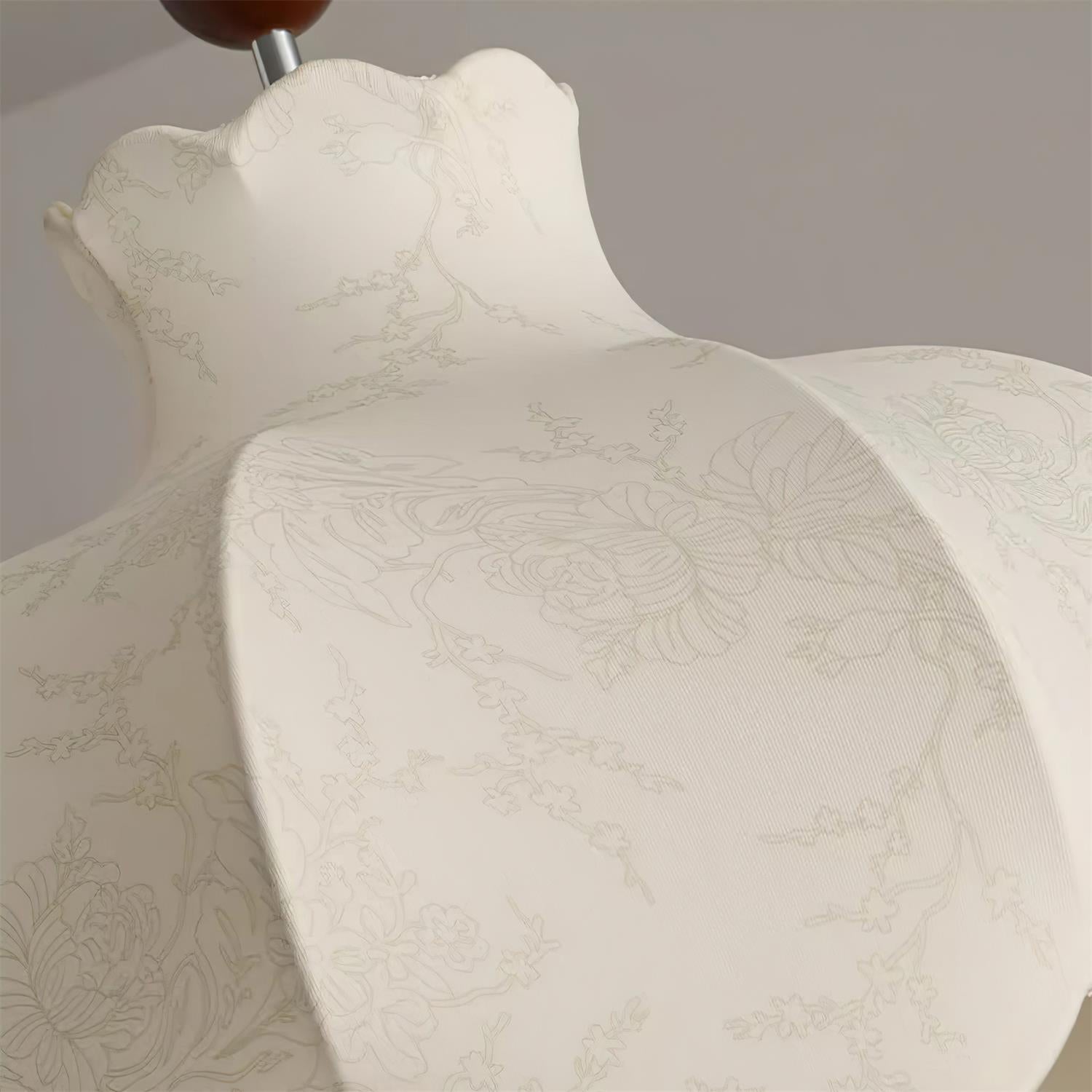 Pendant Lamp Fabric Shade Wood Accents Vintage for Living Room