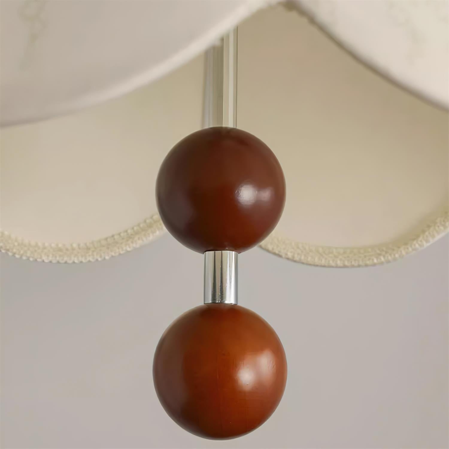 Pendant Lamp Fabric Shade Wood Accents Vintage for Living Room