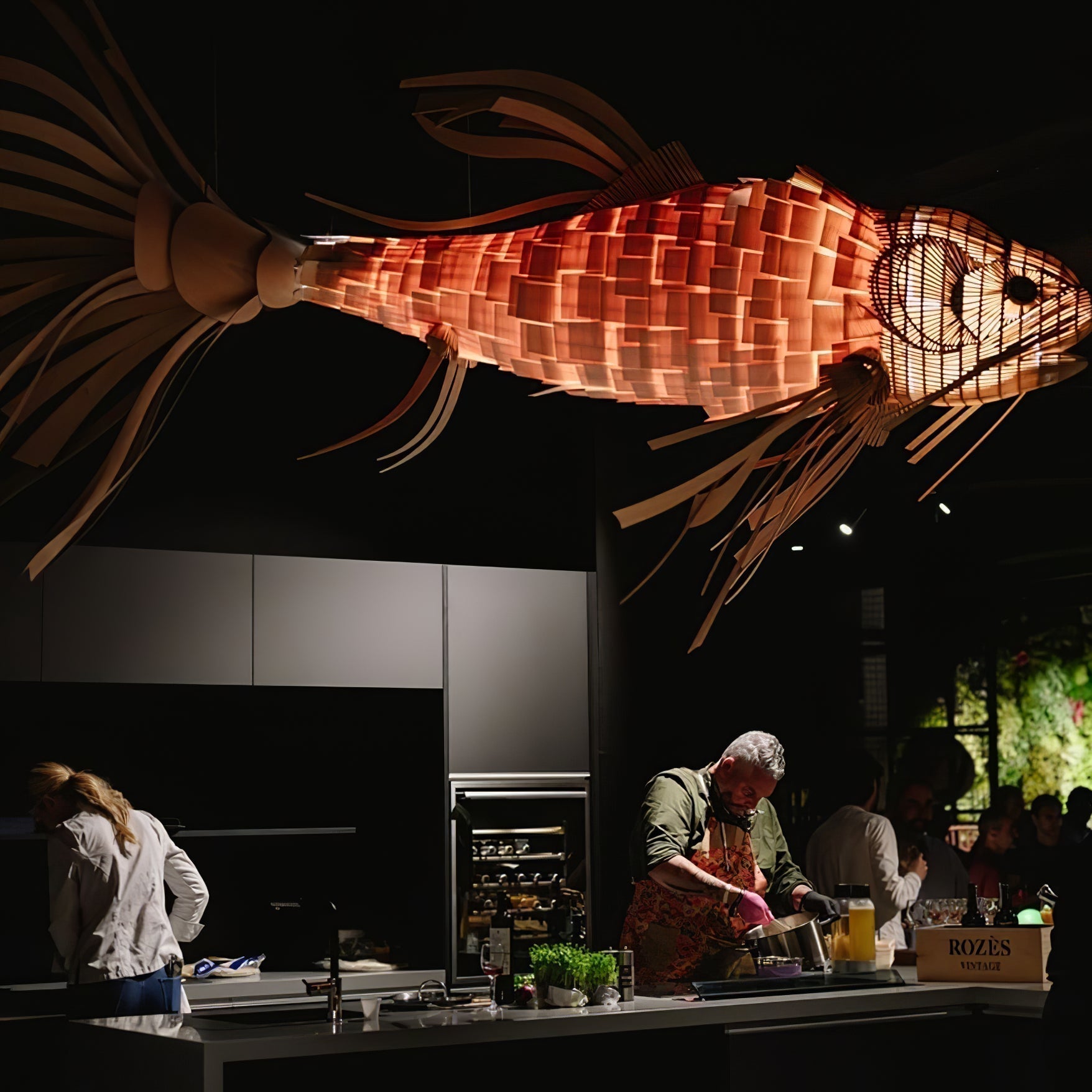 Koi Wood Chandelier