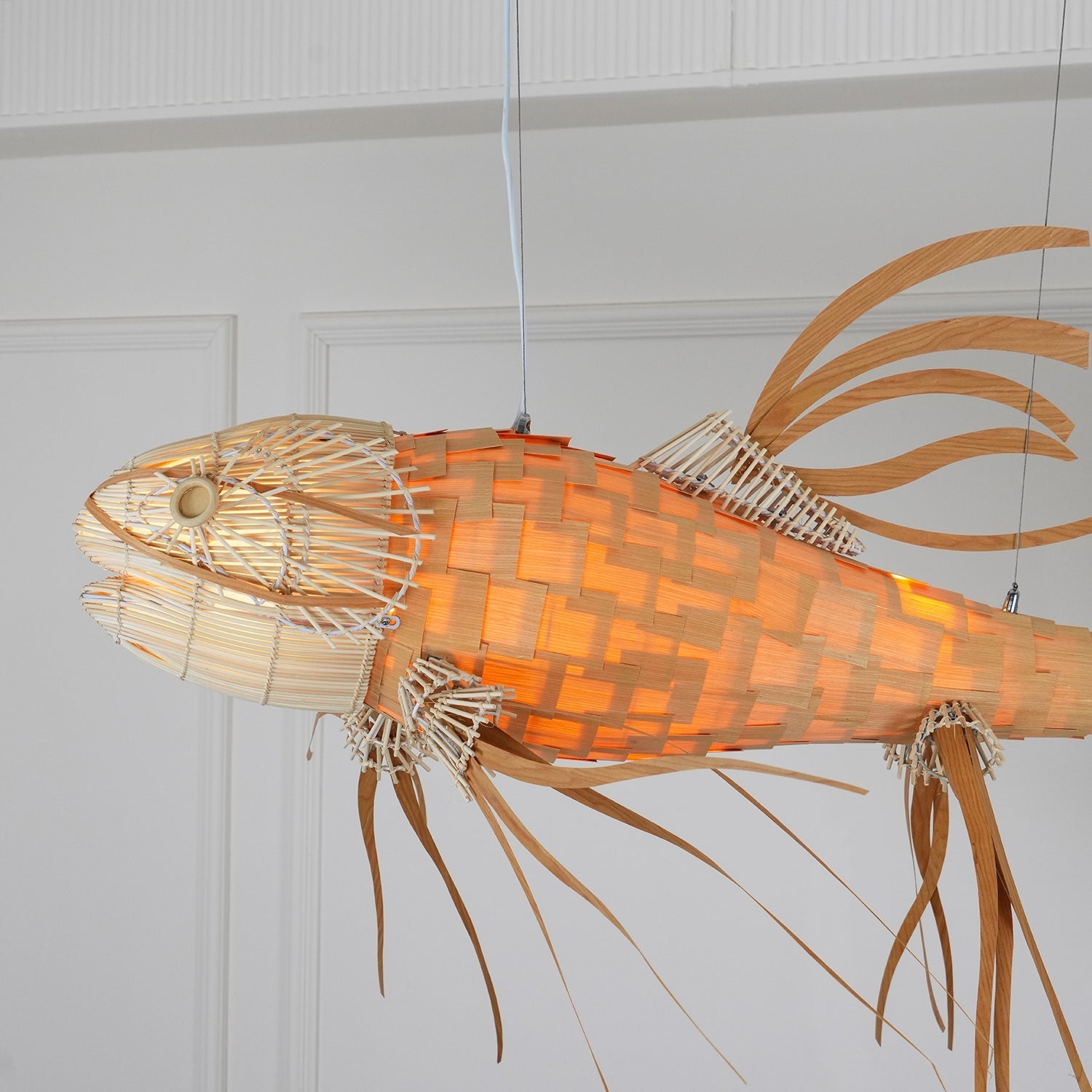 Faelor Chandelier Wooden Fish Handmade-Neutral Decor