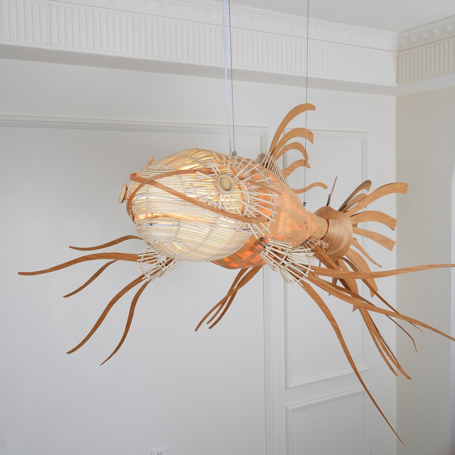 Faelor Chandelier Wooden Fish Handmade-Neutral Decor