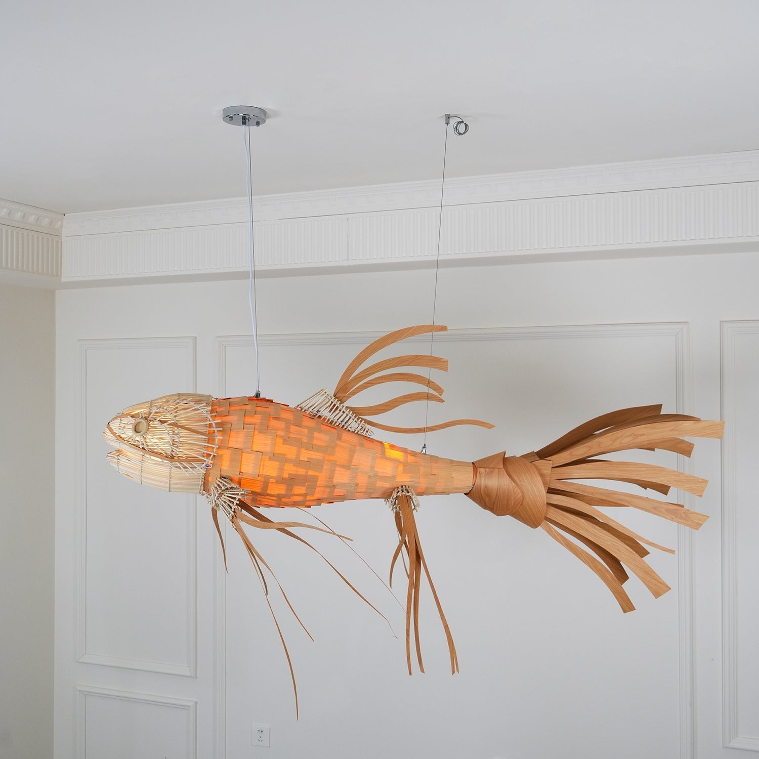 Faelor Chandelier Wooden Fish Handmade-Neutral Decor