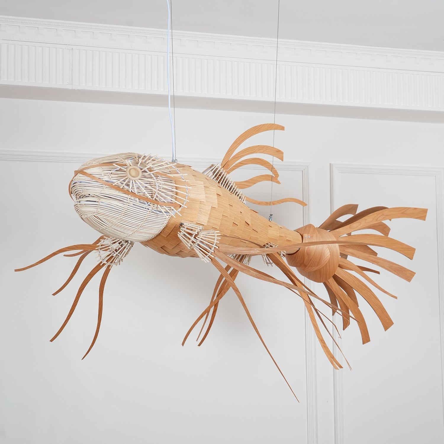 Faelor Chandelier Wooden Fish Handmade-Neutral Decor