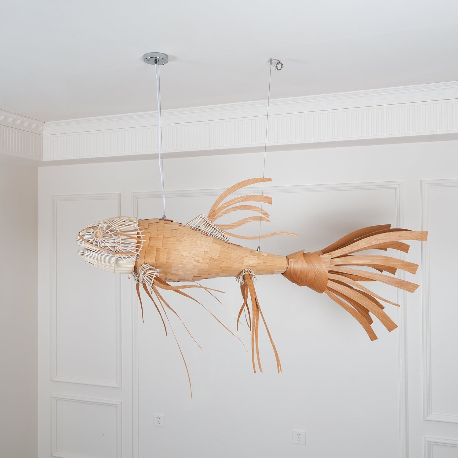 Faelor Chandelier Wooden Fish Handmade-Neutral Decor