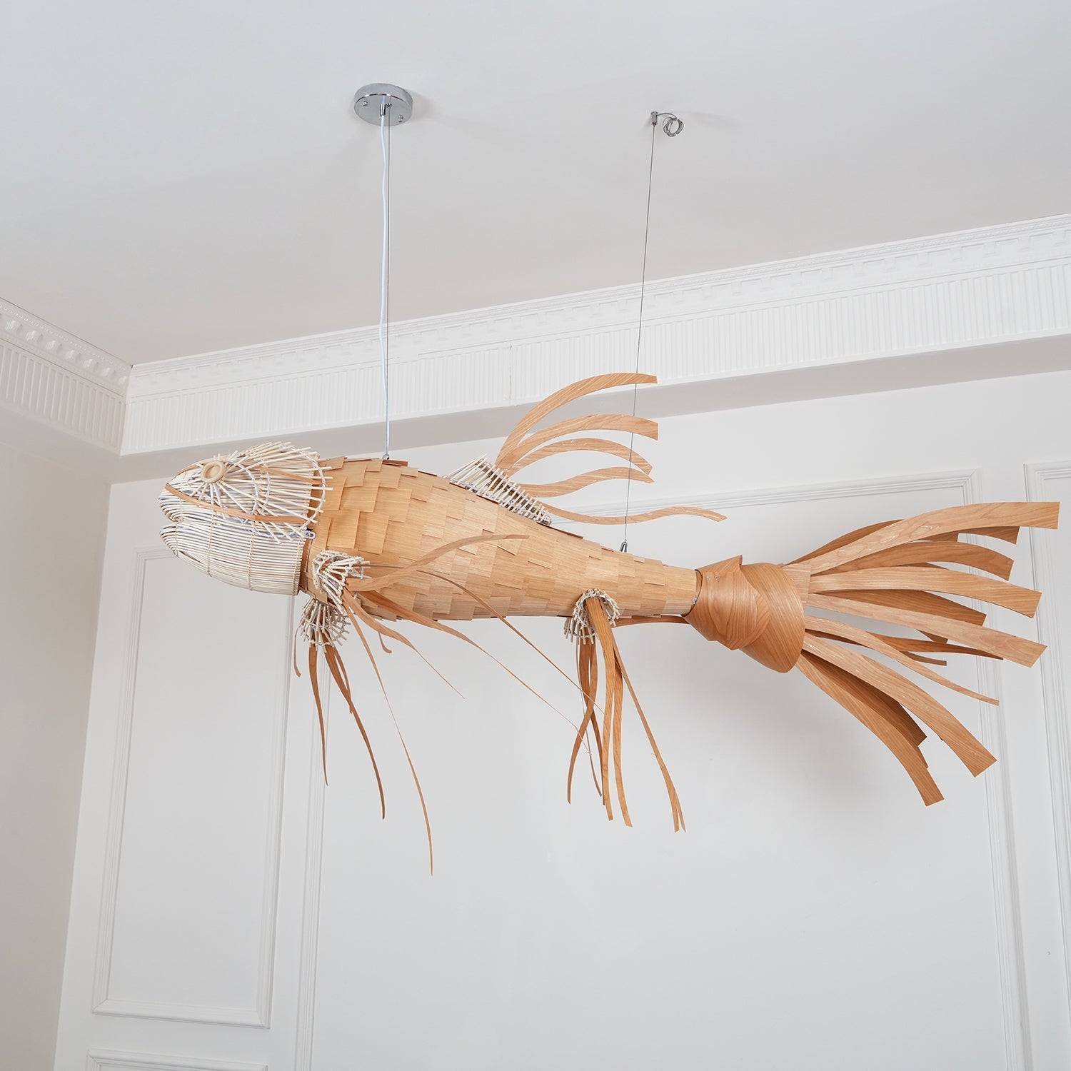 Faelor Chandelier Wooden Fish Handmade-Neutral Decor