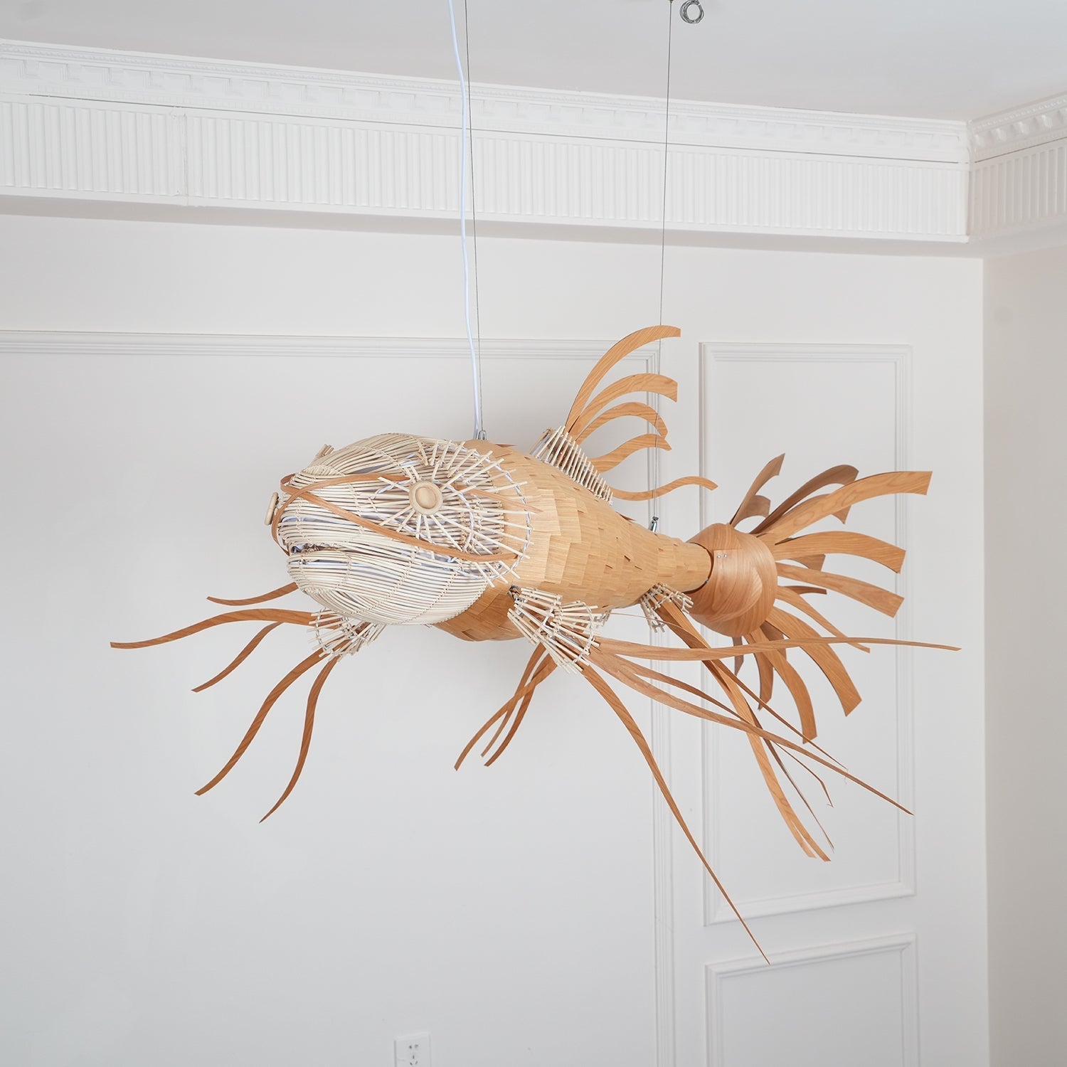 Faelor Chandelier Wooden Fish Handmade-Neutral Decor