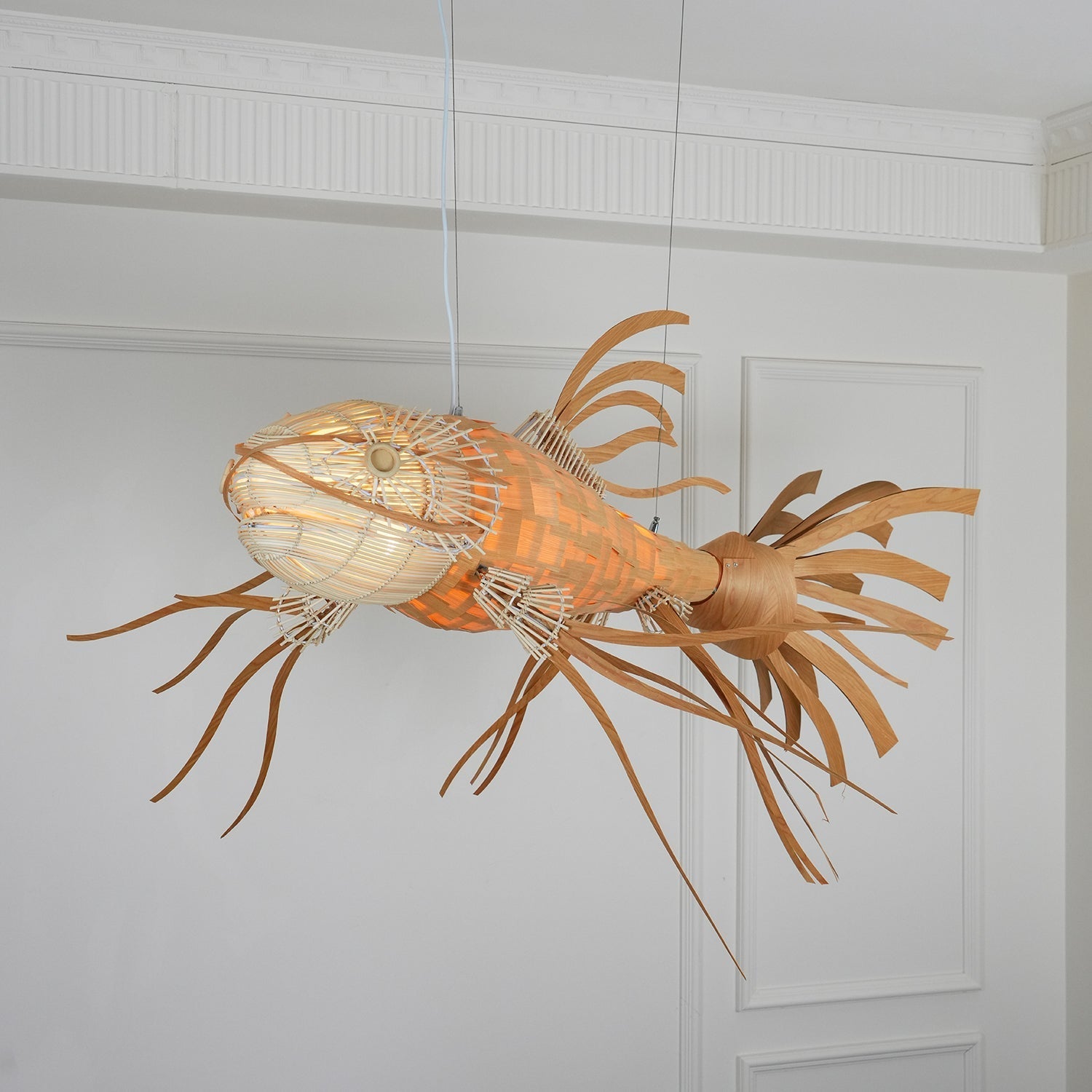 Faelor Chandelier Wooden Fish Handmade-Neutral Decor