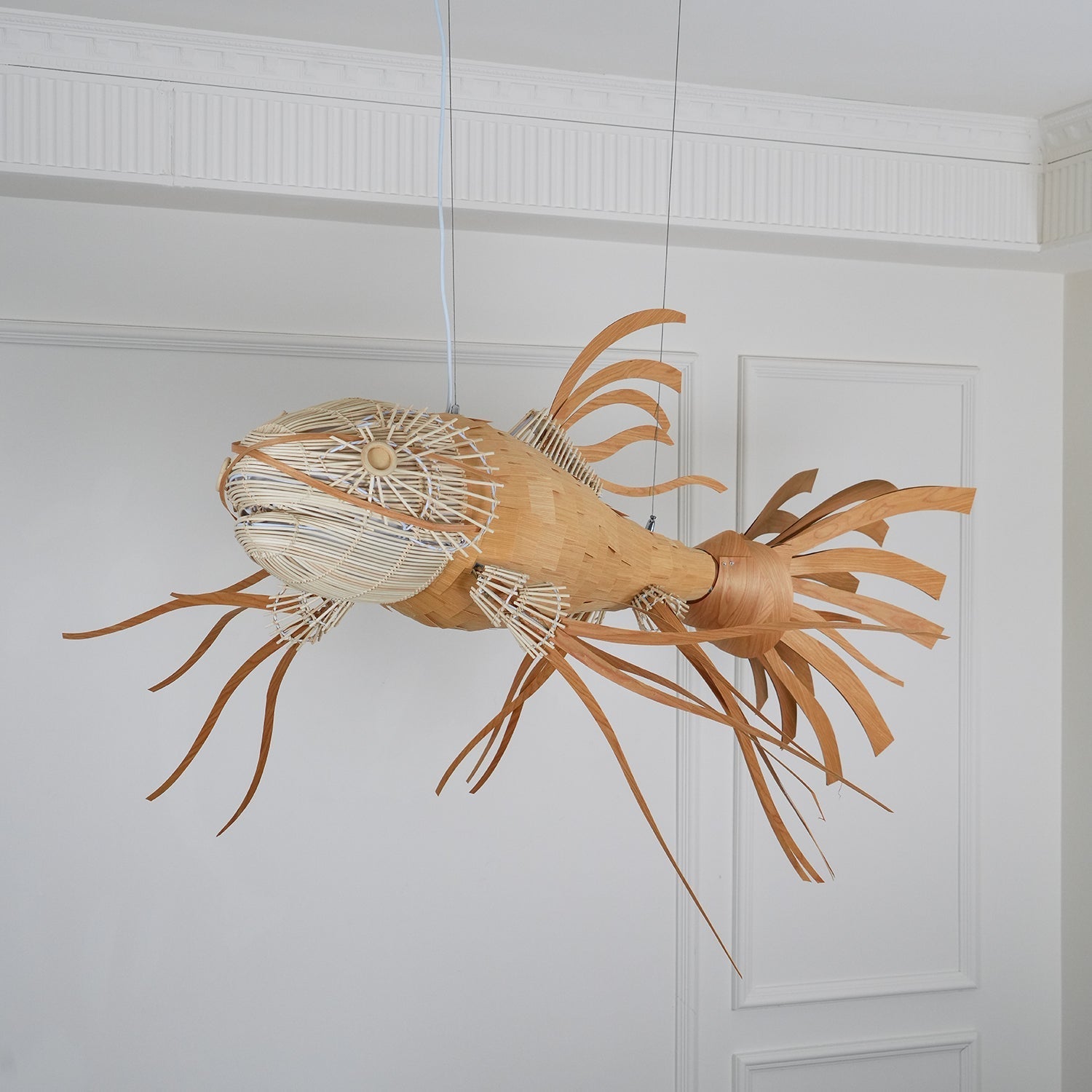 Faelor Chandelier Wooden Fish Handmade-Neutral Decor