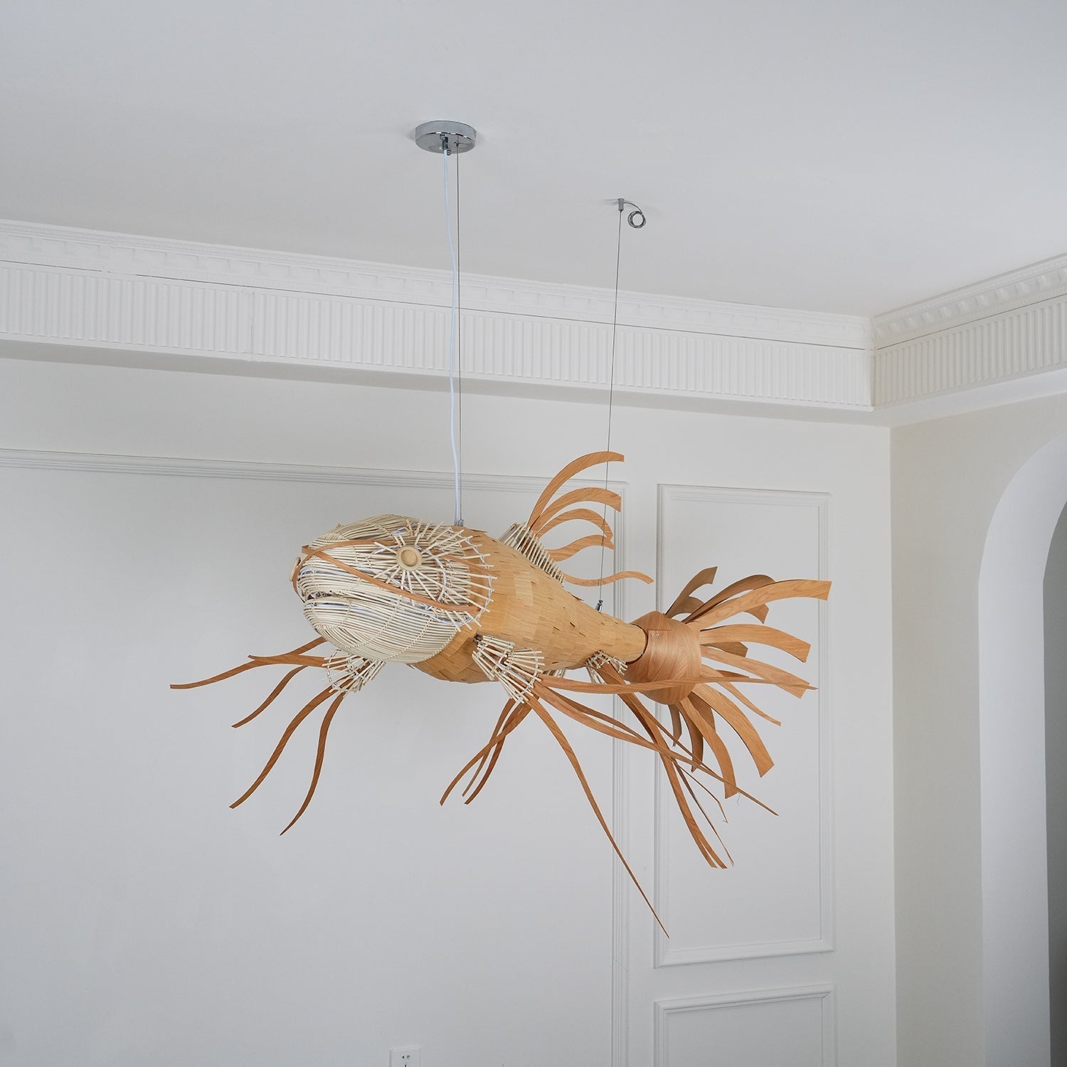 Faelor Chandelier Wooden Fish Handmade-Neutral Decor