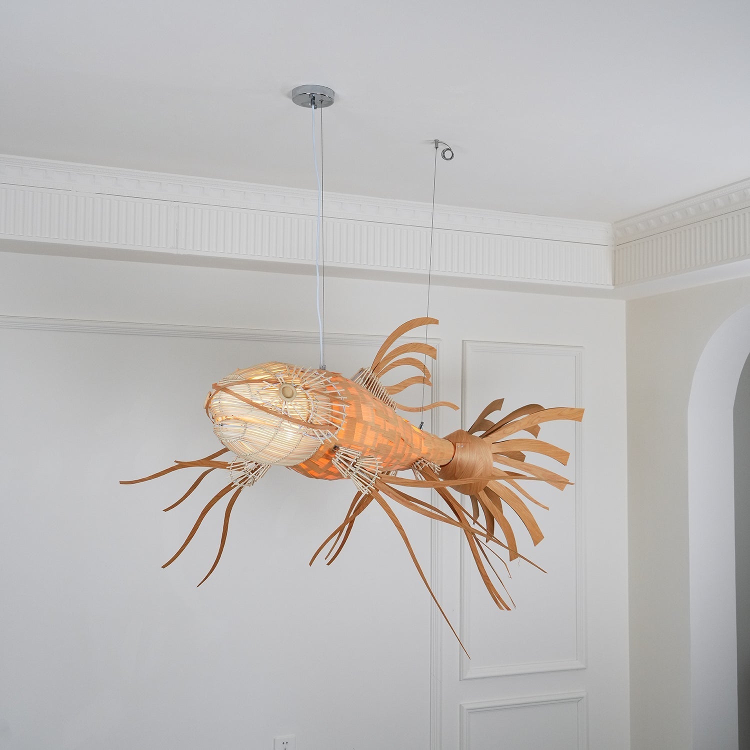 Faelor Chandelier Wooden Fish Handmade-Neutral Decor