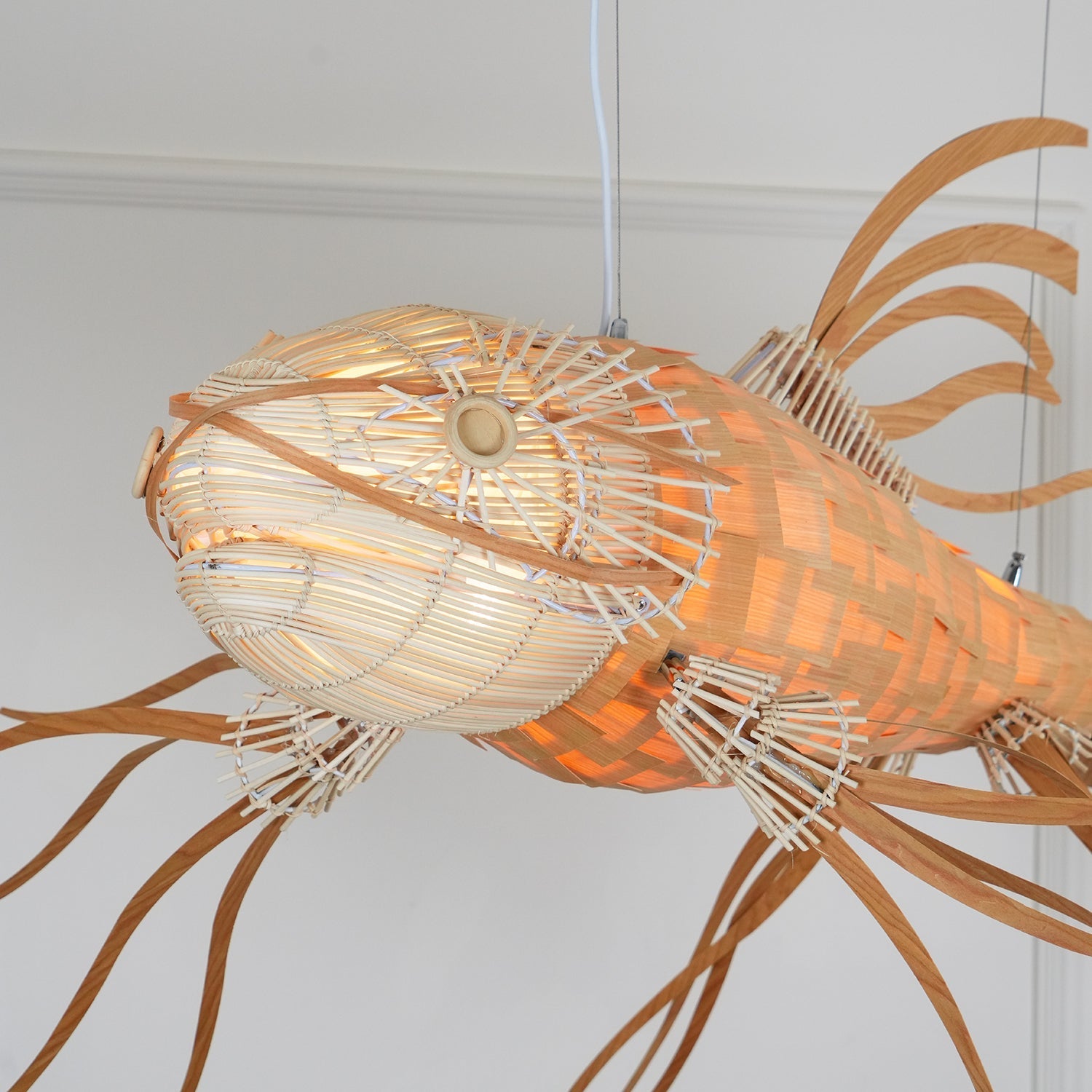 Faelor Chandelier Wooden Fish Handmade-Neutral Decor