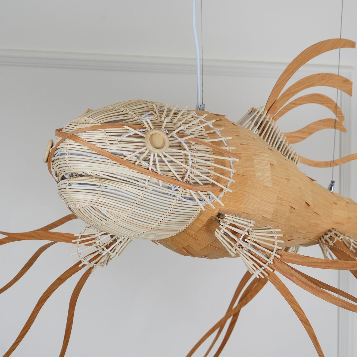 Faelor Chandelier Wooden Fish Handmade-Neutral Decor