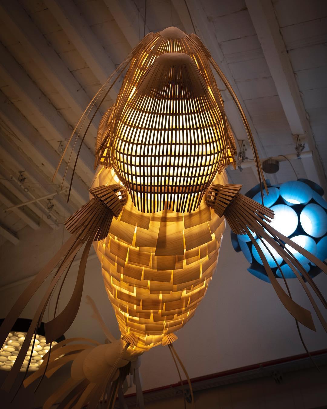 Faelor Chandelier Wooden Fish Handmade-Neutral Decor