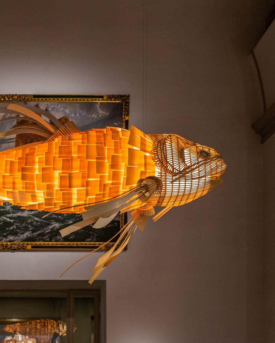 Faelor Chandelier Wooden Fish Handmade-Neutral Decor