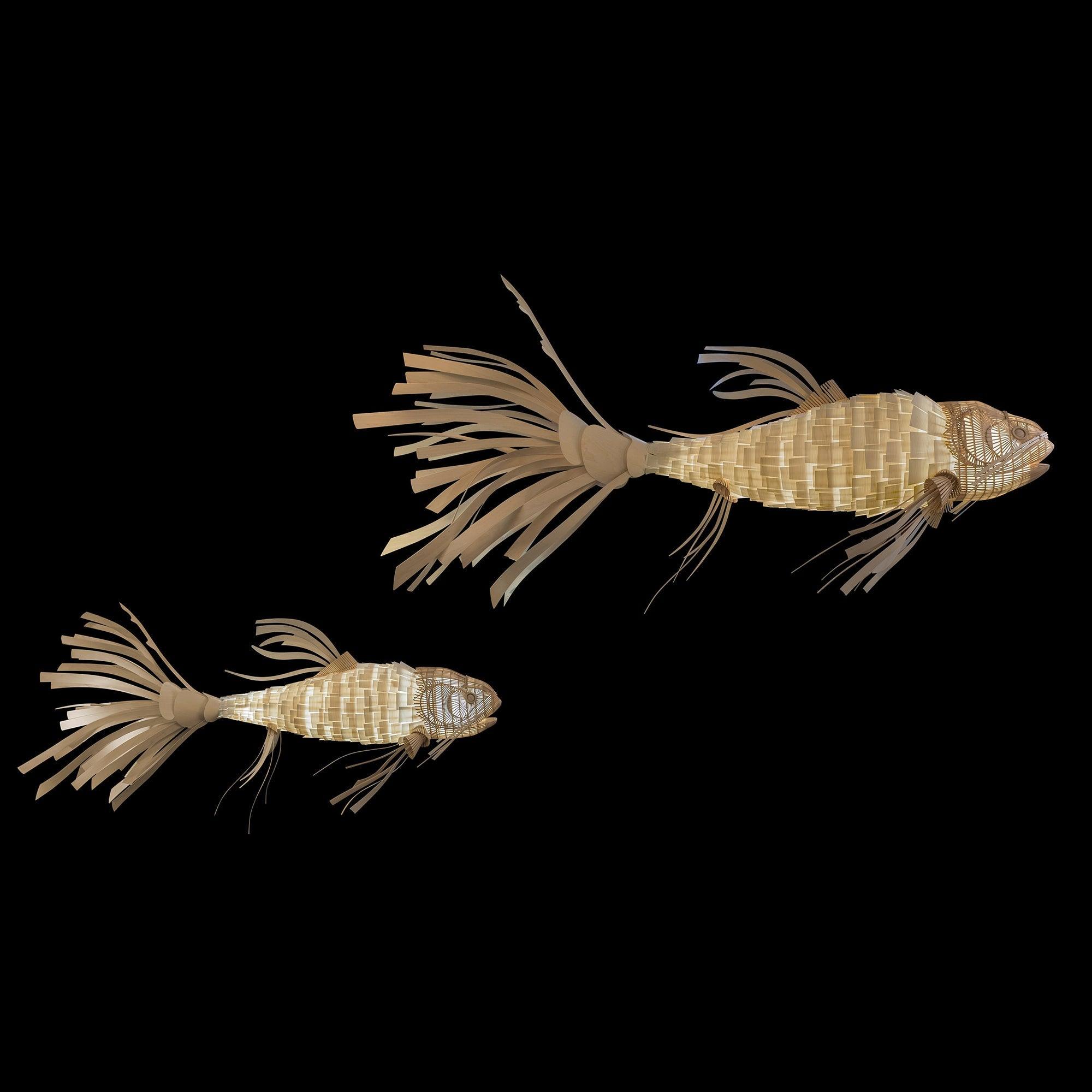 Faelor Chandelier Wooden Fish Handmade-Neutral Decor