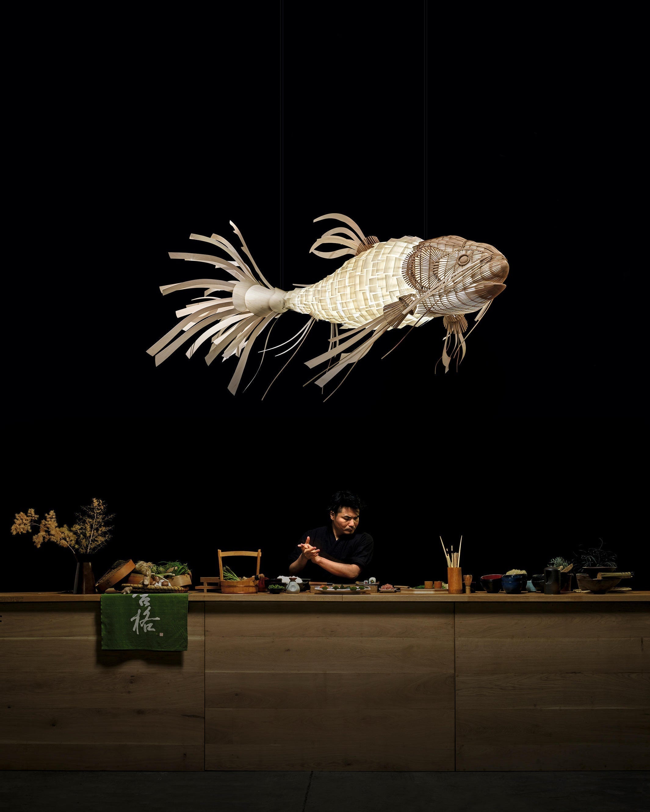 Koi Wood Chandelier