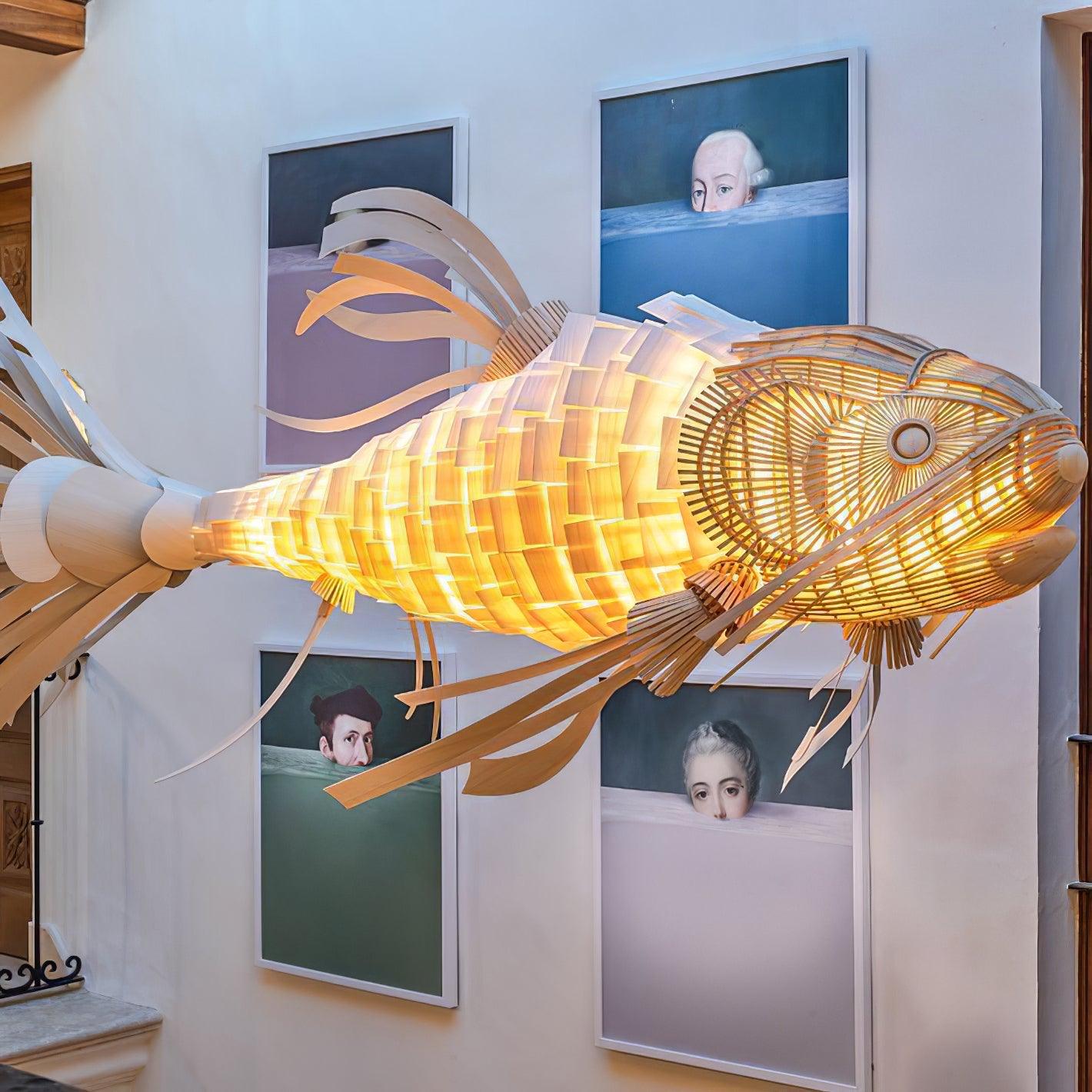 Faelor Chandelier Wooden Fish Handmade-Neutral Decor