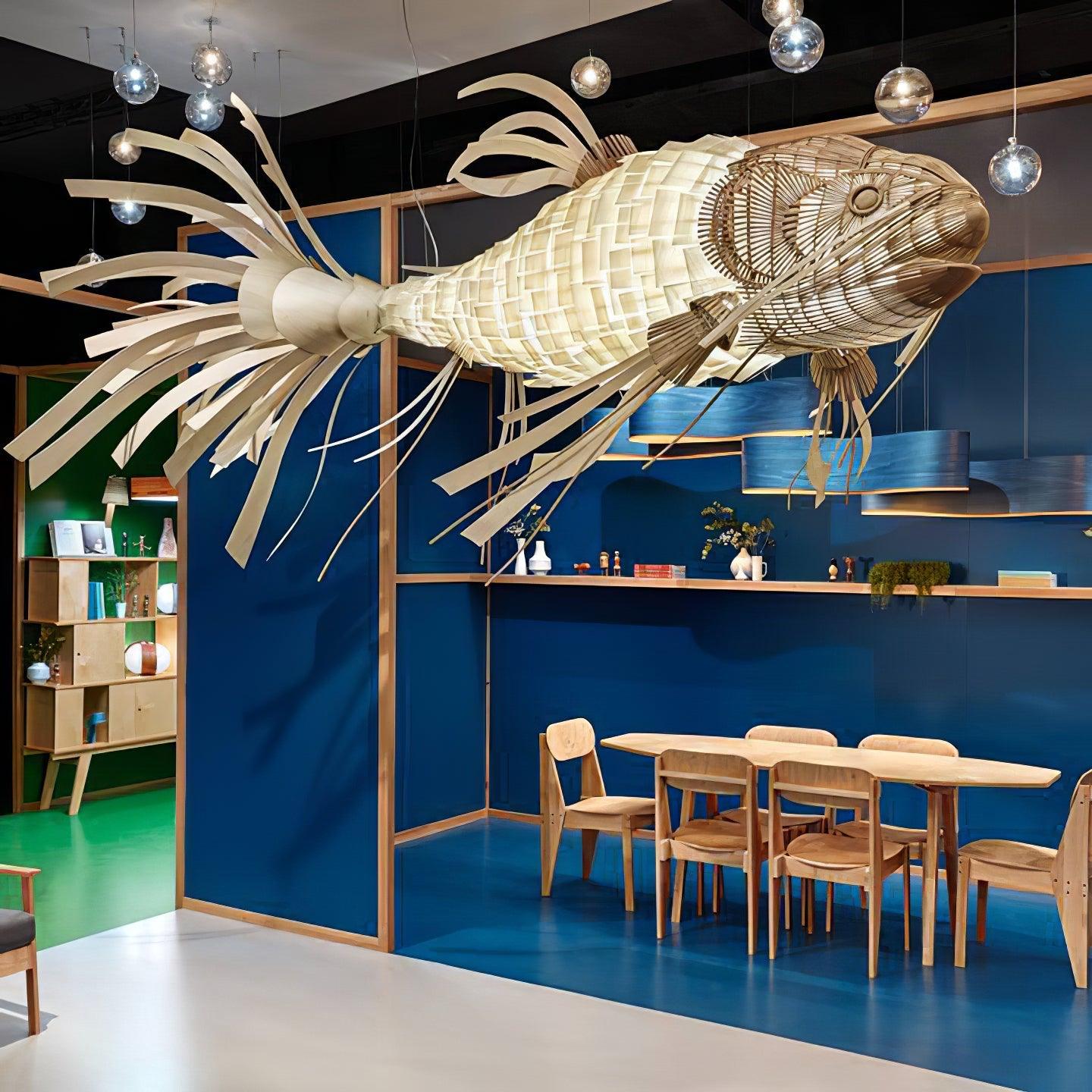 Faelor Chandelier Wooden Fish Handmade-Neutral Decor