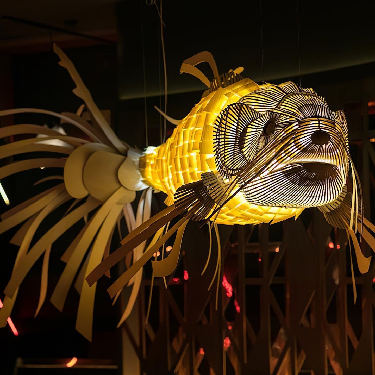 Faelor Chandelier Wooden Fish Handmade-Neutral Decor