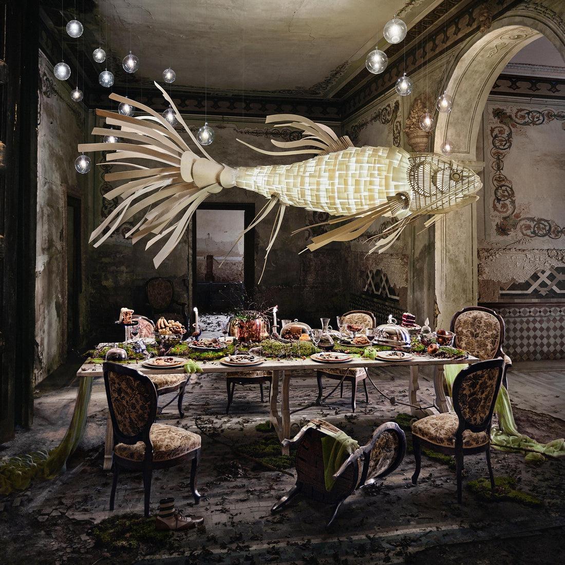 Faelor Chandelier Wooden Fish Handmade-Neutral Decor