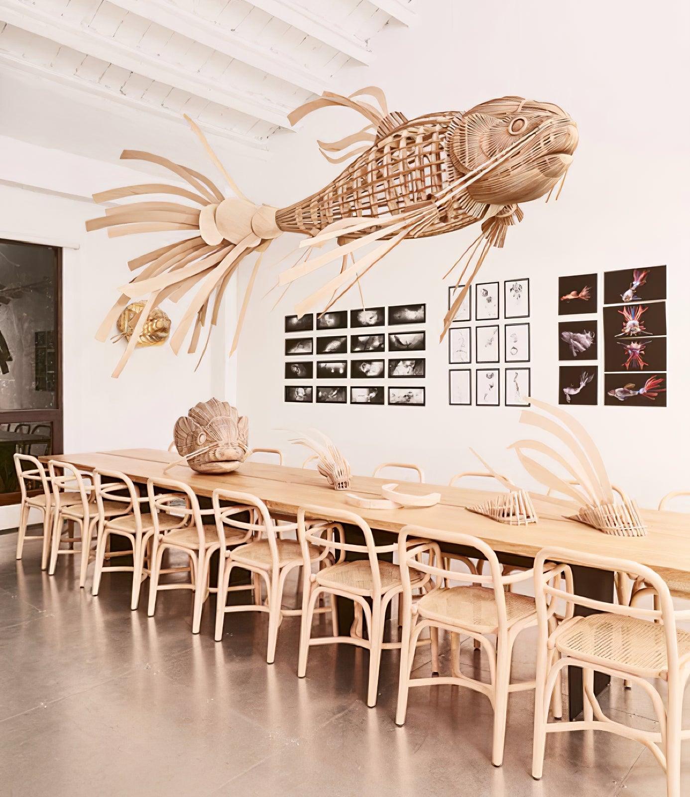 Faelor Chandelier Wooden Fish Handmade-Neutral Decor