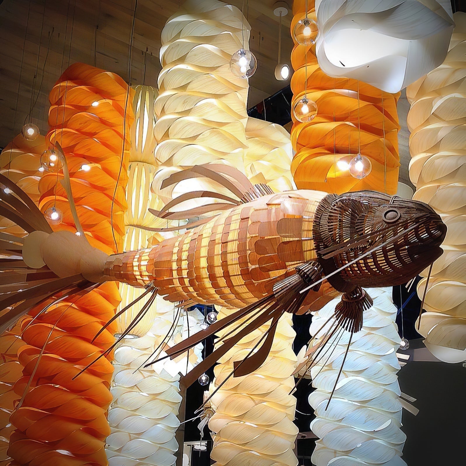 Koi Wood Chandelier