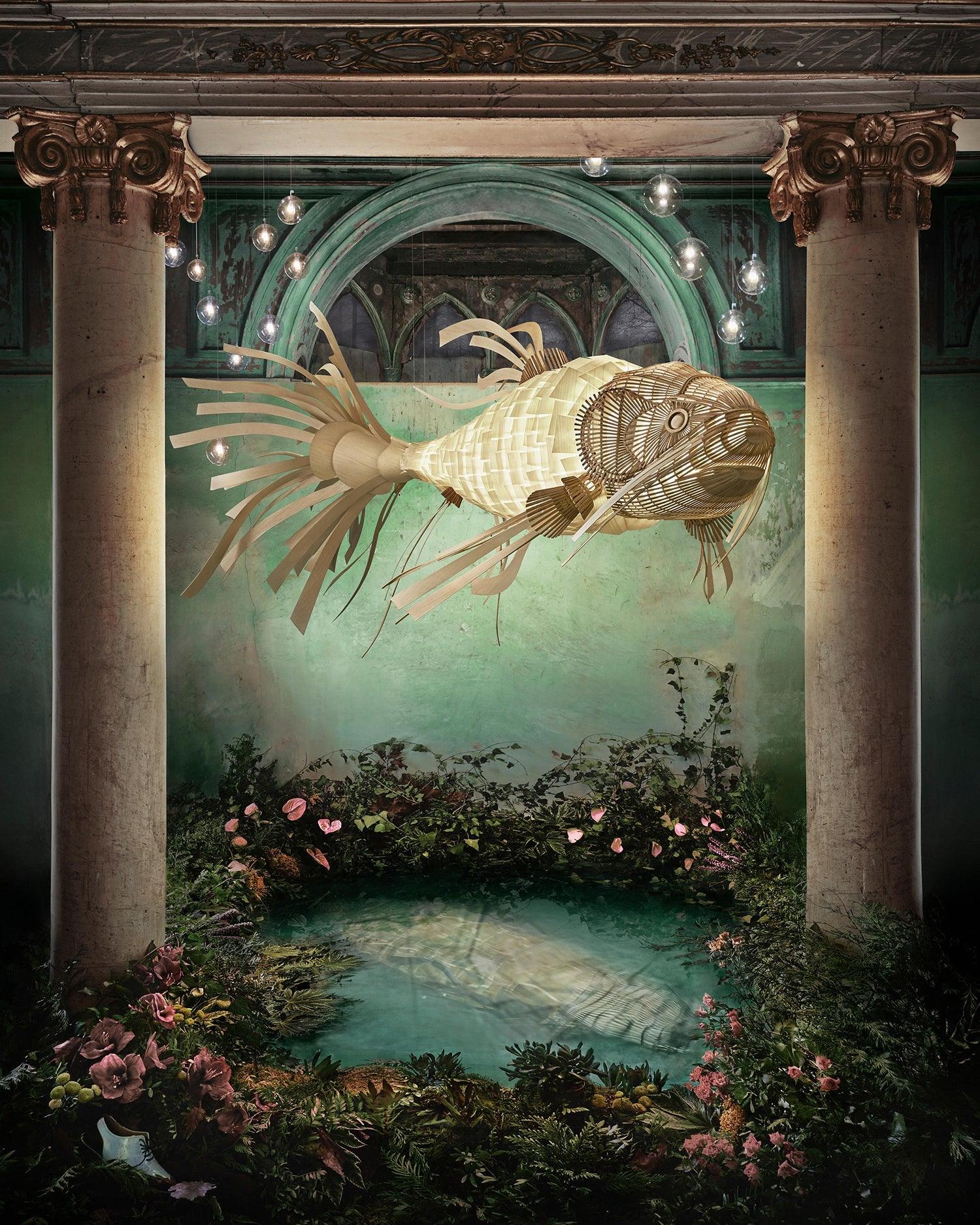 Faelor Chandelier Wooden Fish Handmade-Neutral Decor
