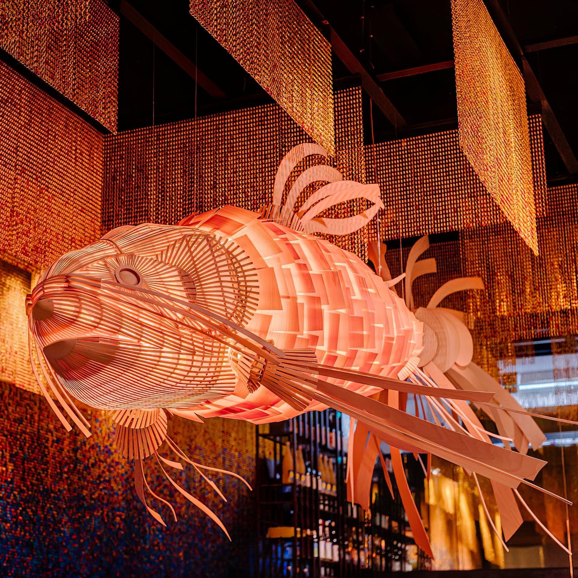 Faelor Chandelier Wooden Fish Handmade-Neutral Decor