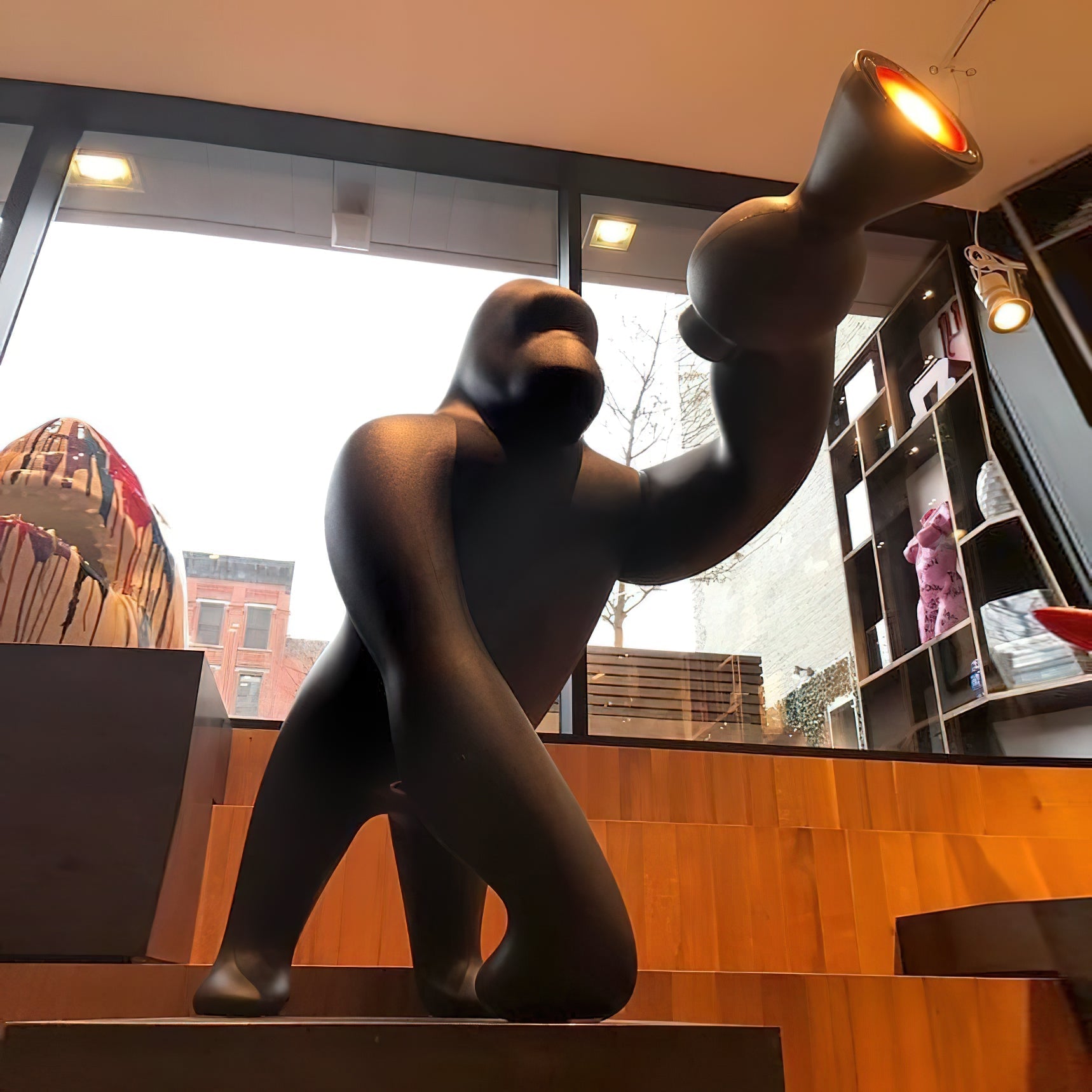 Zasolil Artistic Resin Gorilla Floor Lamp-Neutral Decor