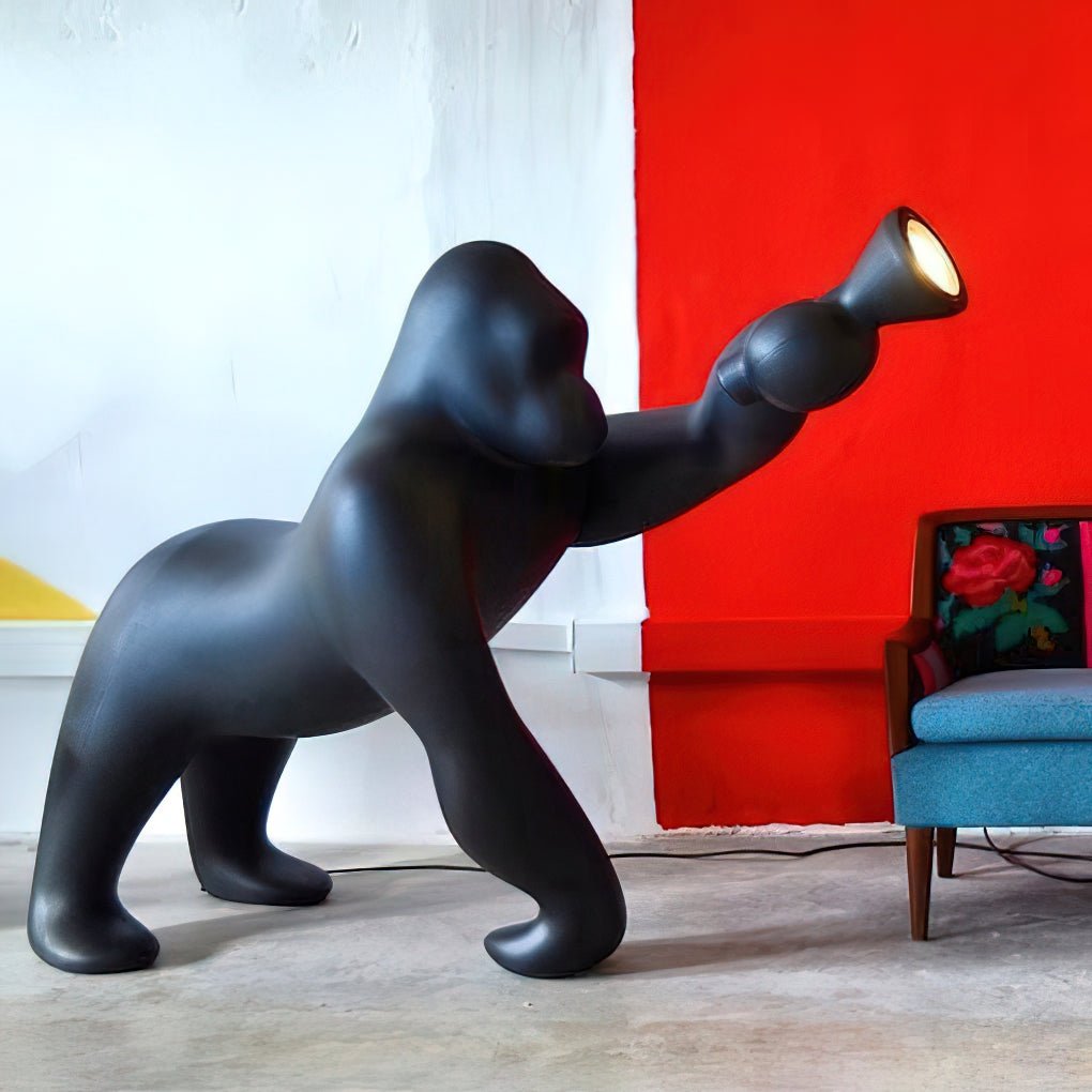 Zasolil Artistic Resin Gorilla Floor Lamp-Neutral Decor