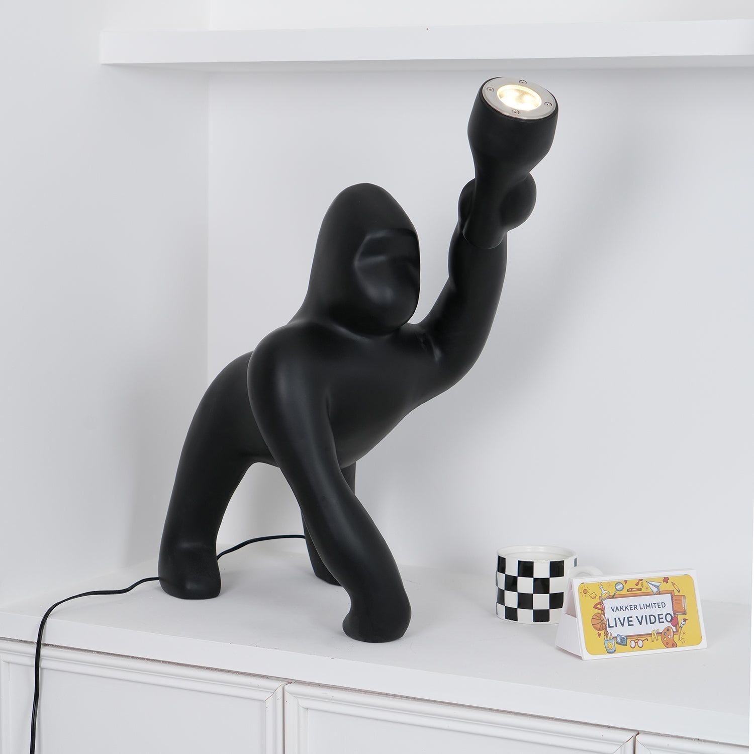 Zasolil Artistic Resin Gorilla Floor Lamp-Neutral Decor