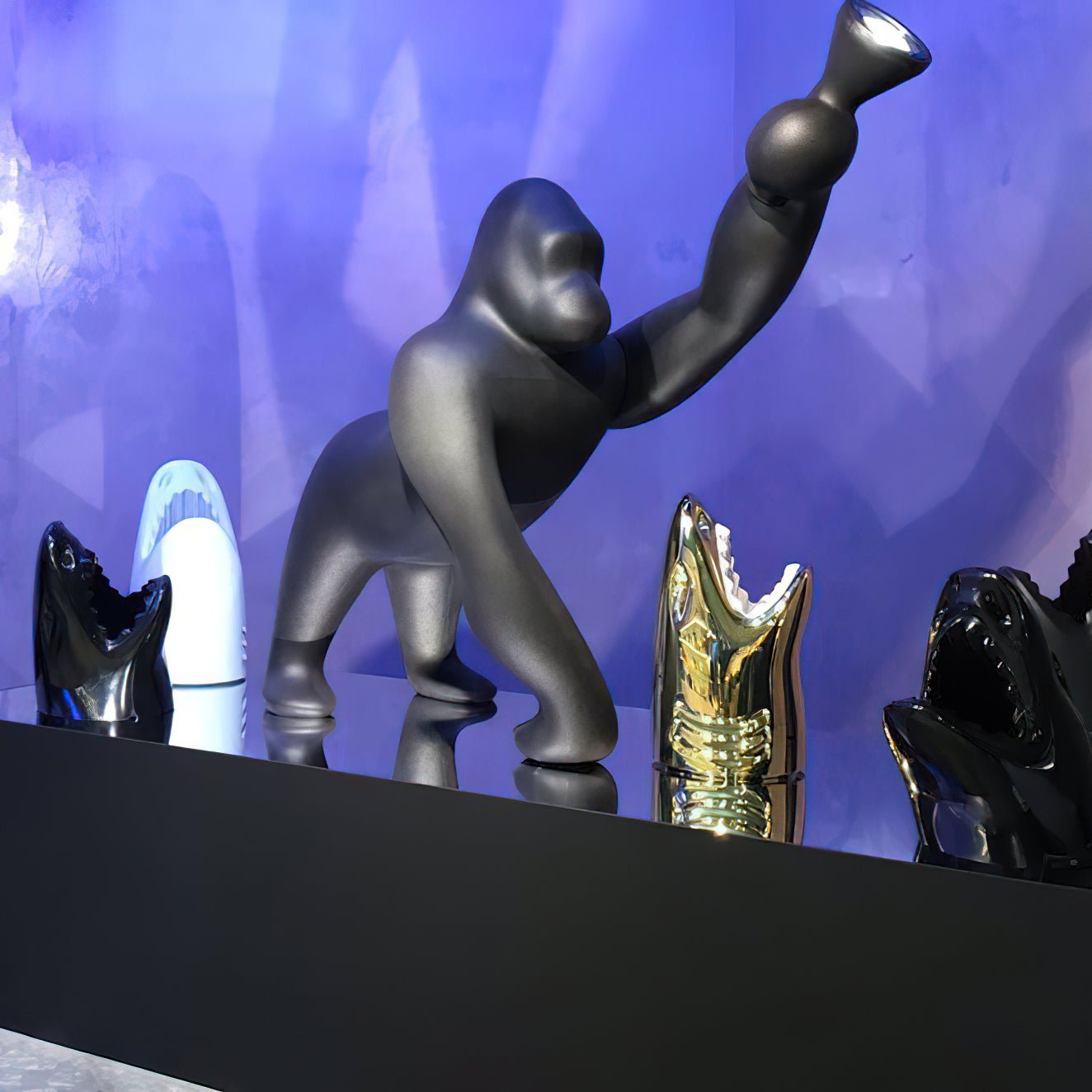 Zasolil Artistic Resin Gorilla Floor Lamp-Neutral Decor