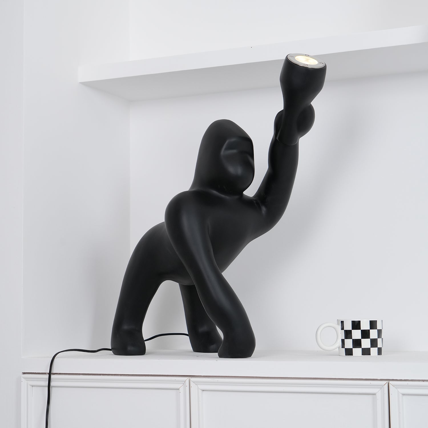 Zasolil Artistic Resin Gorilla Floor Lamp-Neutral Decor