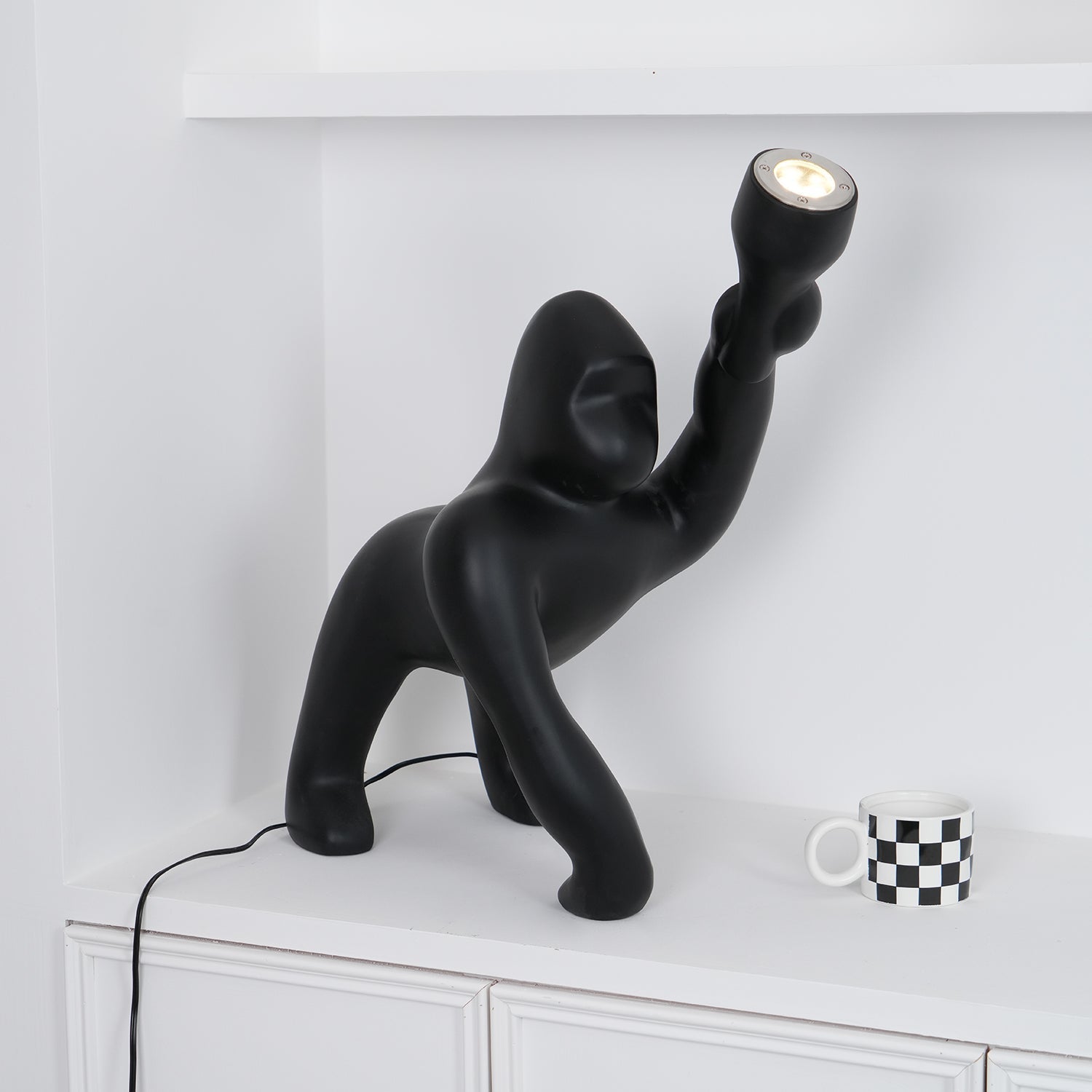 Zasolil Artistic Resin Gorilla Floor Lamp-Neutral Decor