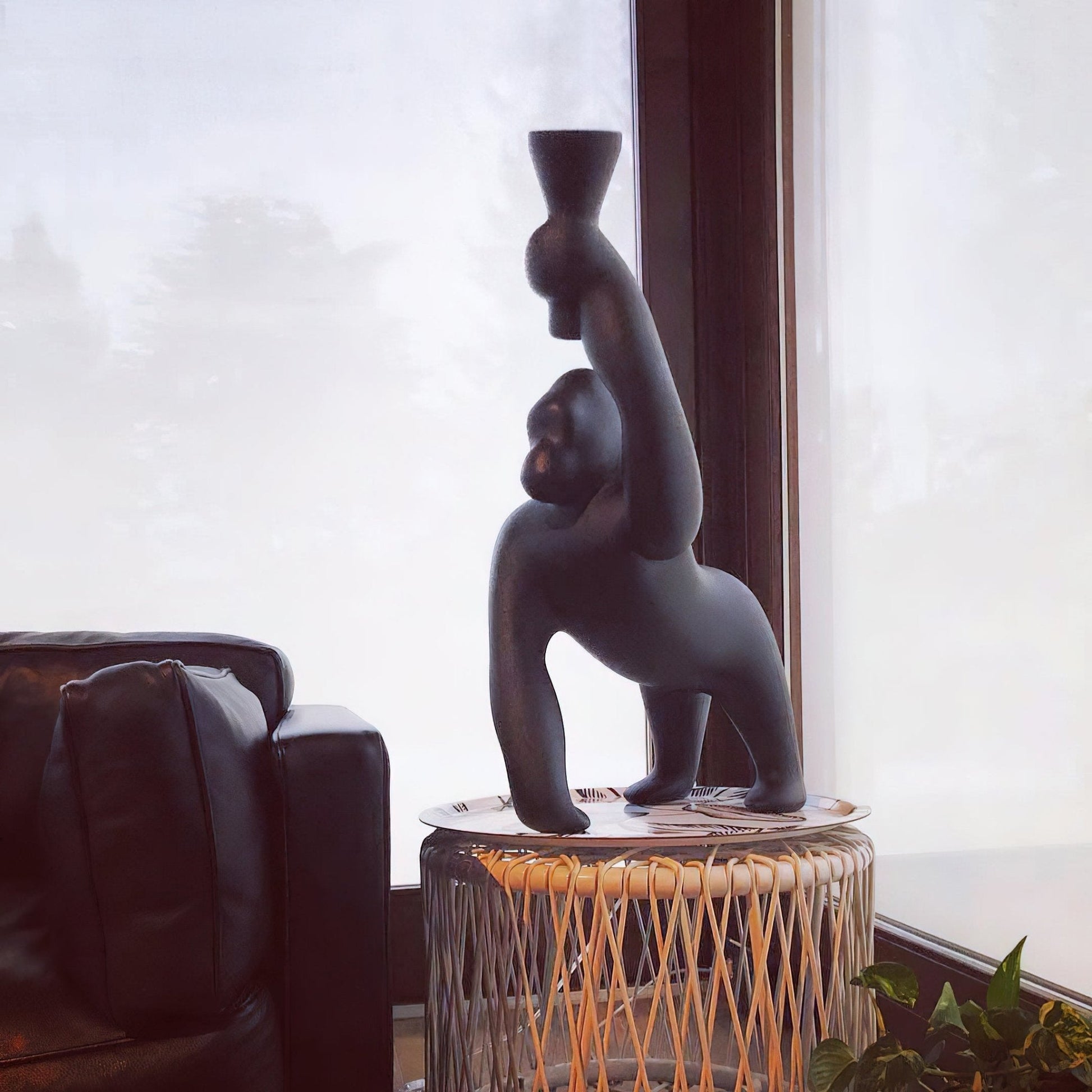 Zasolil Artistic Resin Gorilla Floor Lamp-Neutral Decor