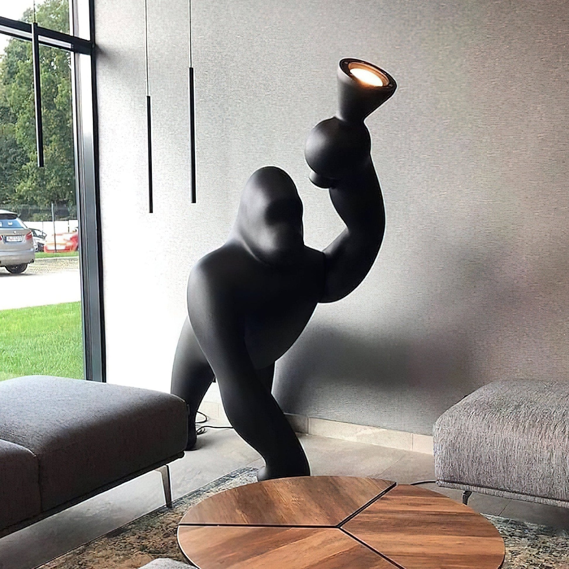 Zasolil Artistic Resin Gorilla Floor Lamp-Neutral Decor