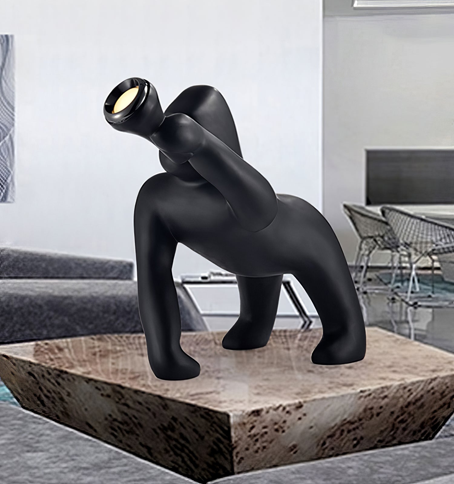 Zasolil Artistic Resin Gorilla Floor Lamp-Neutral Decor