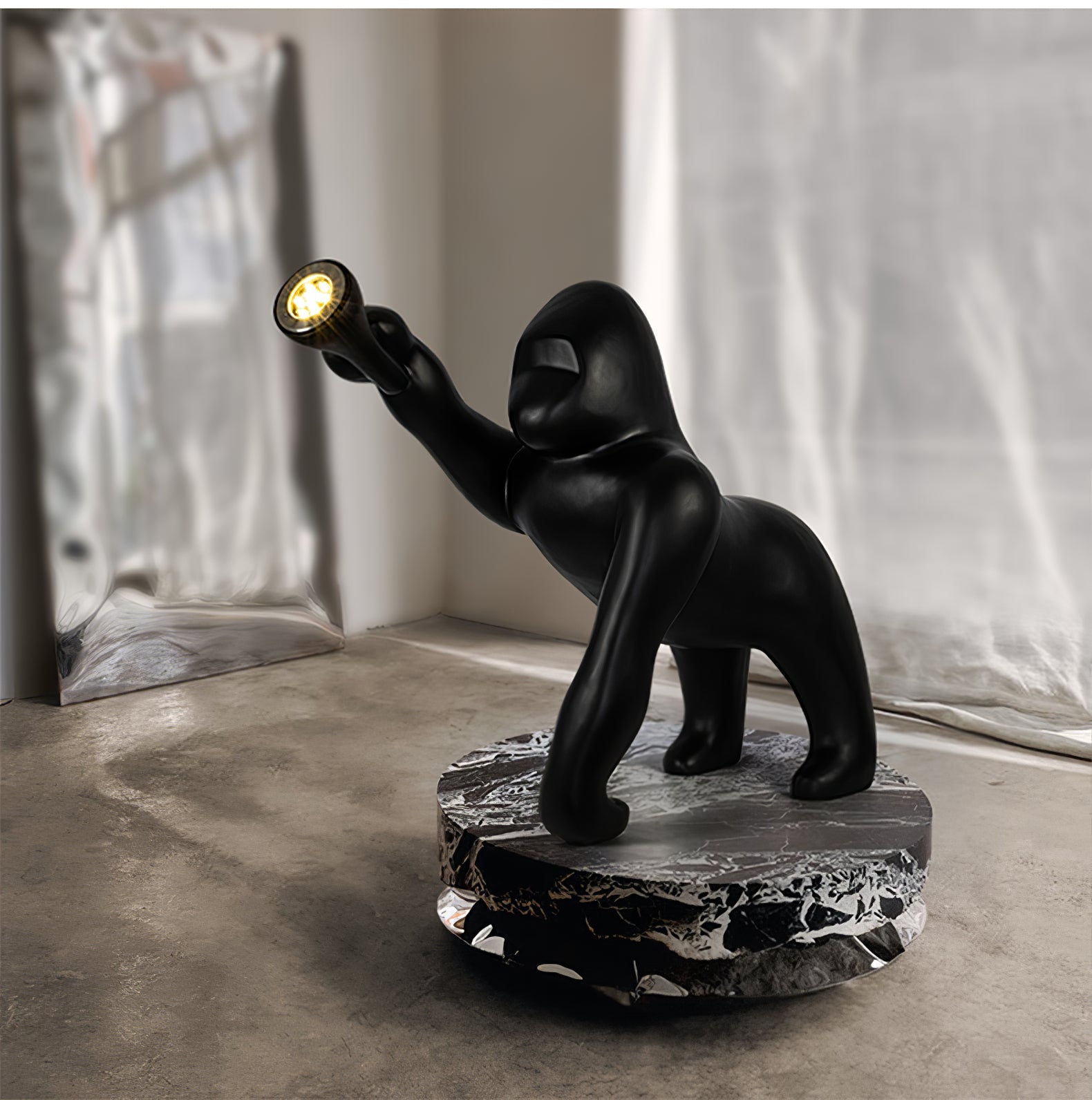 Zasolil Artistic Resin Gorilla Floor Lamp-Neutral Decor