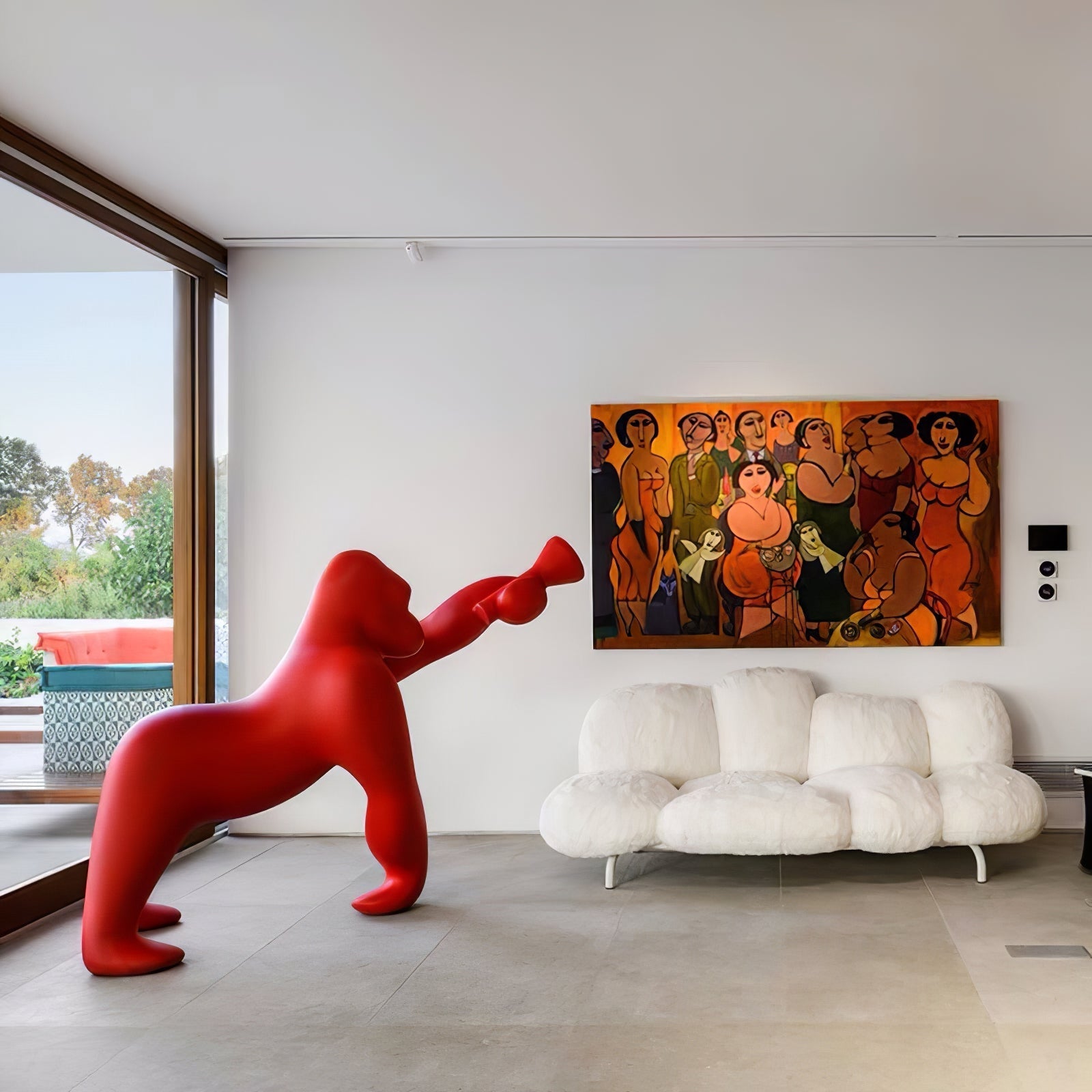 Zasolil Artistic Resin Gorilla Floor Lamp-Neutral Decor