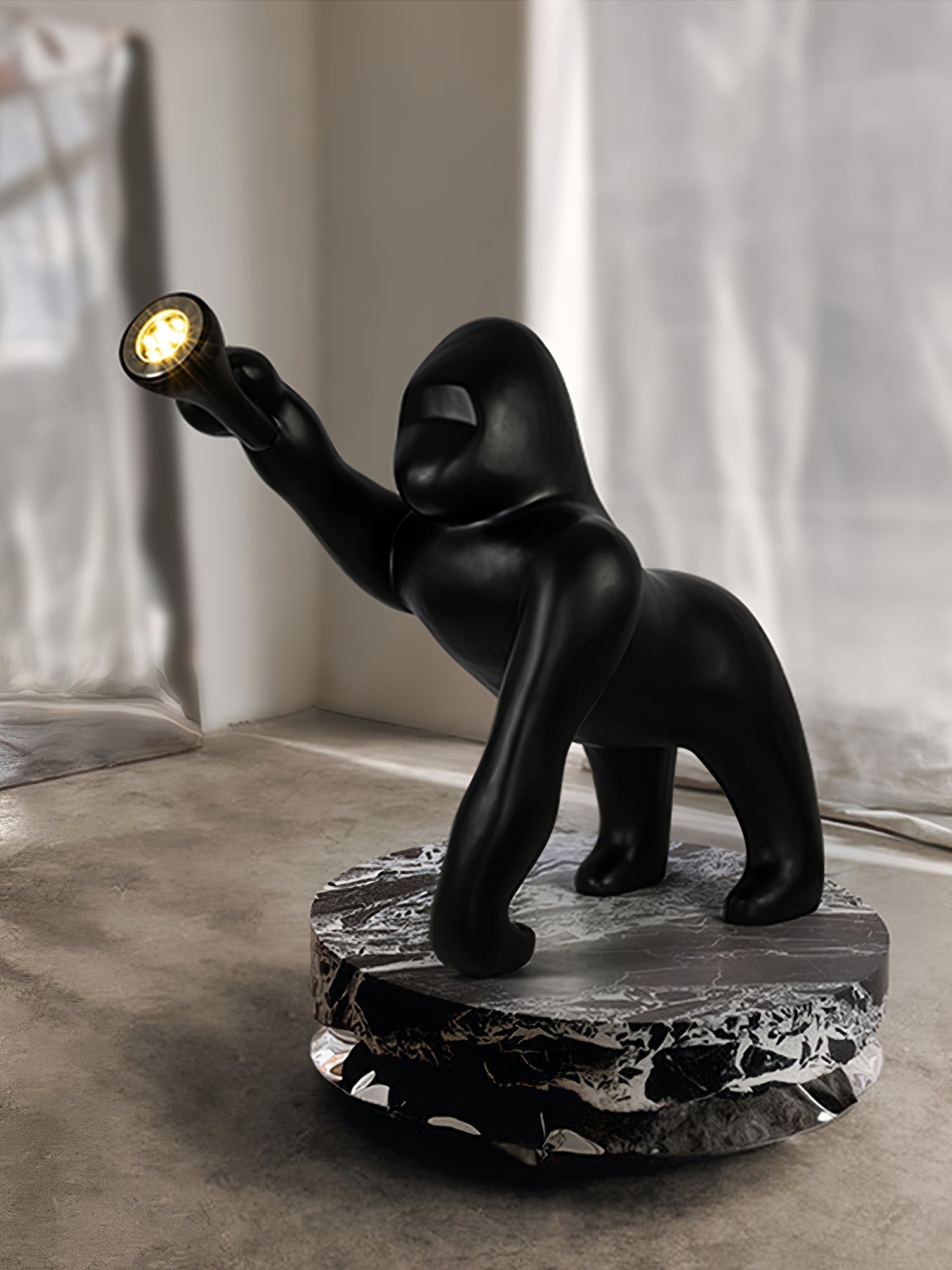 Zasolil Artistic Resin Gorilla Floor Lamp-Neutral Decor