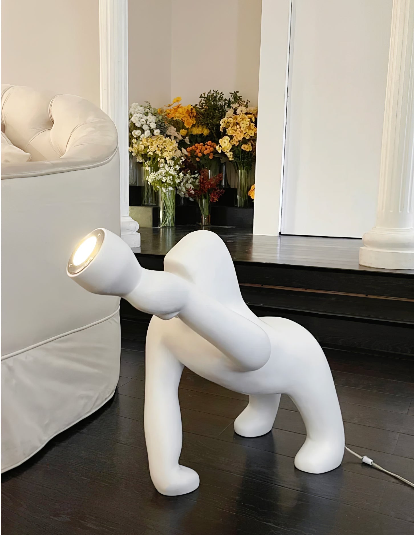 Zasolil Artistic Resin Gorilla Floor Lamp-Neutral Decor