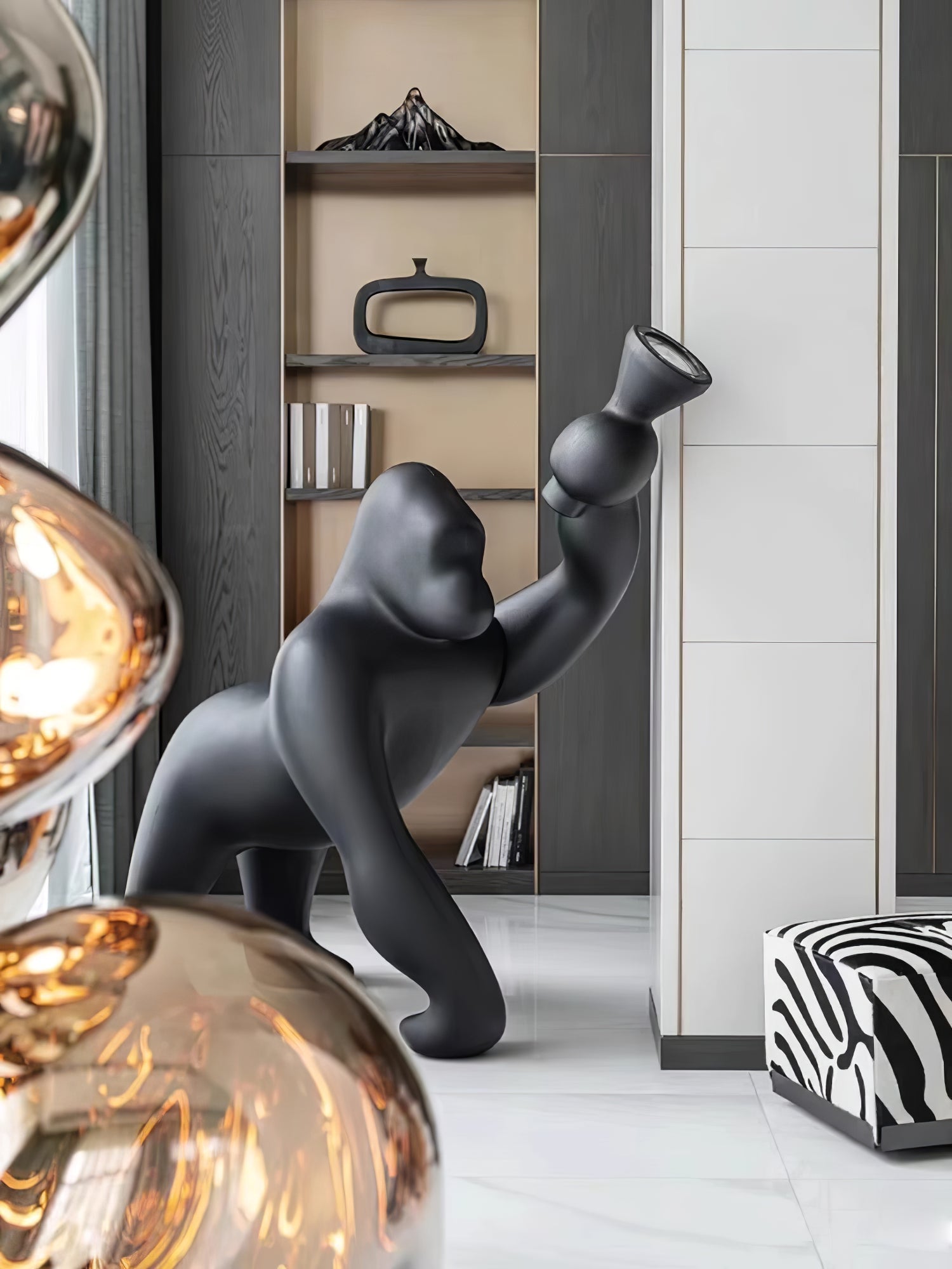 Zasolil Artistic Resin Gorilla Floor Lamp-Neutral Decor
