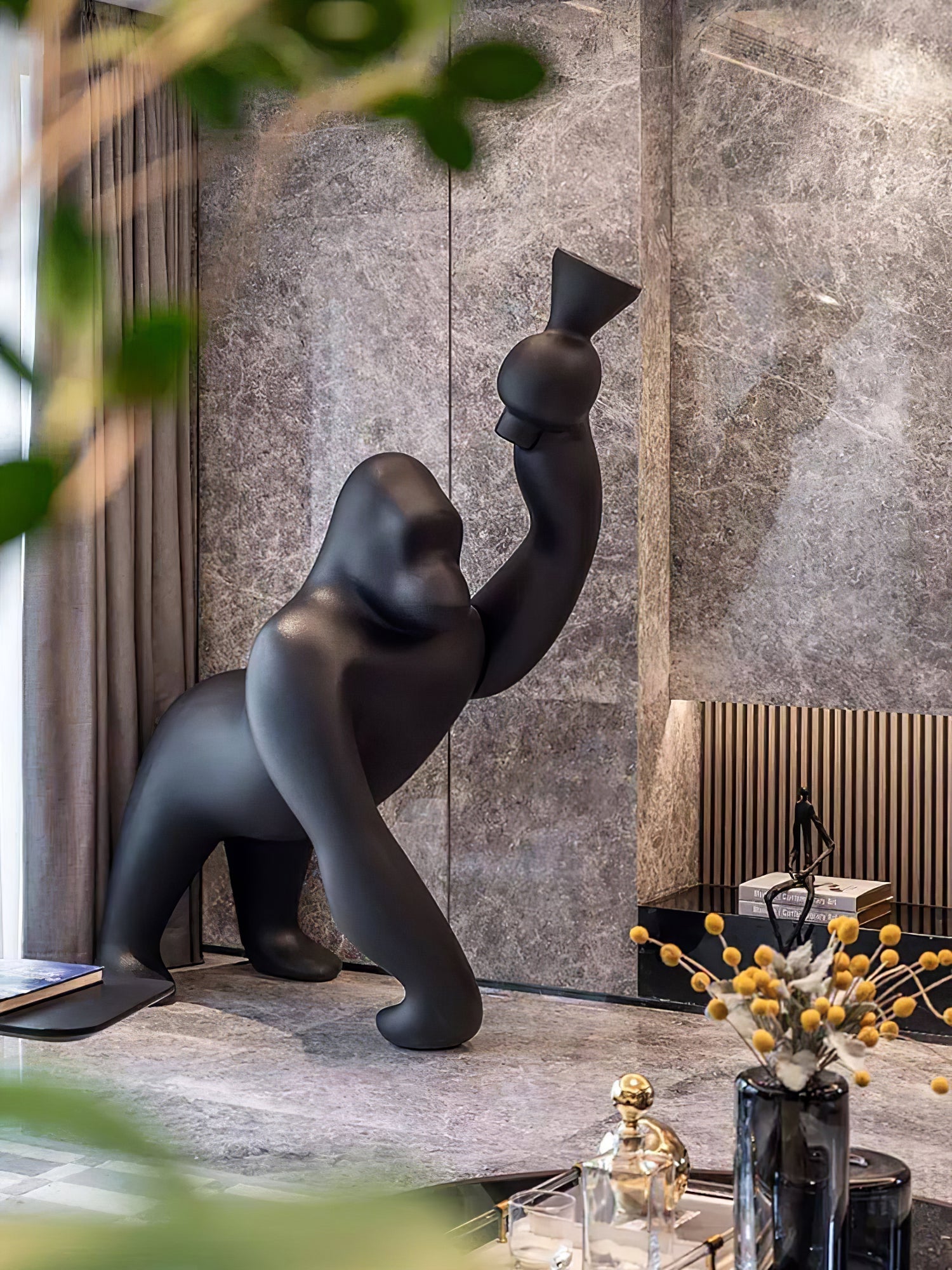 Zasolil Artistic Resin Gorilla Floor Lamp-Neutral Decor