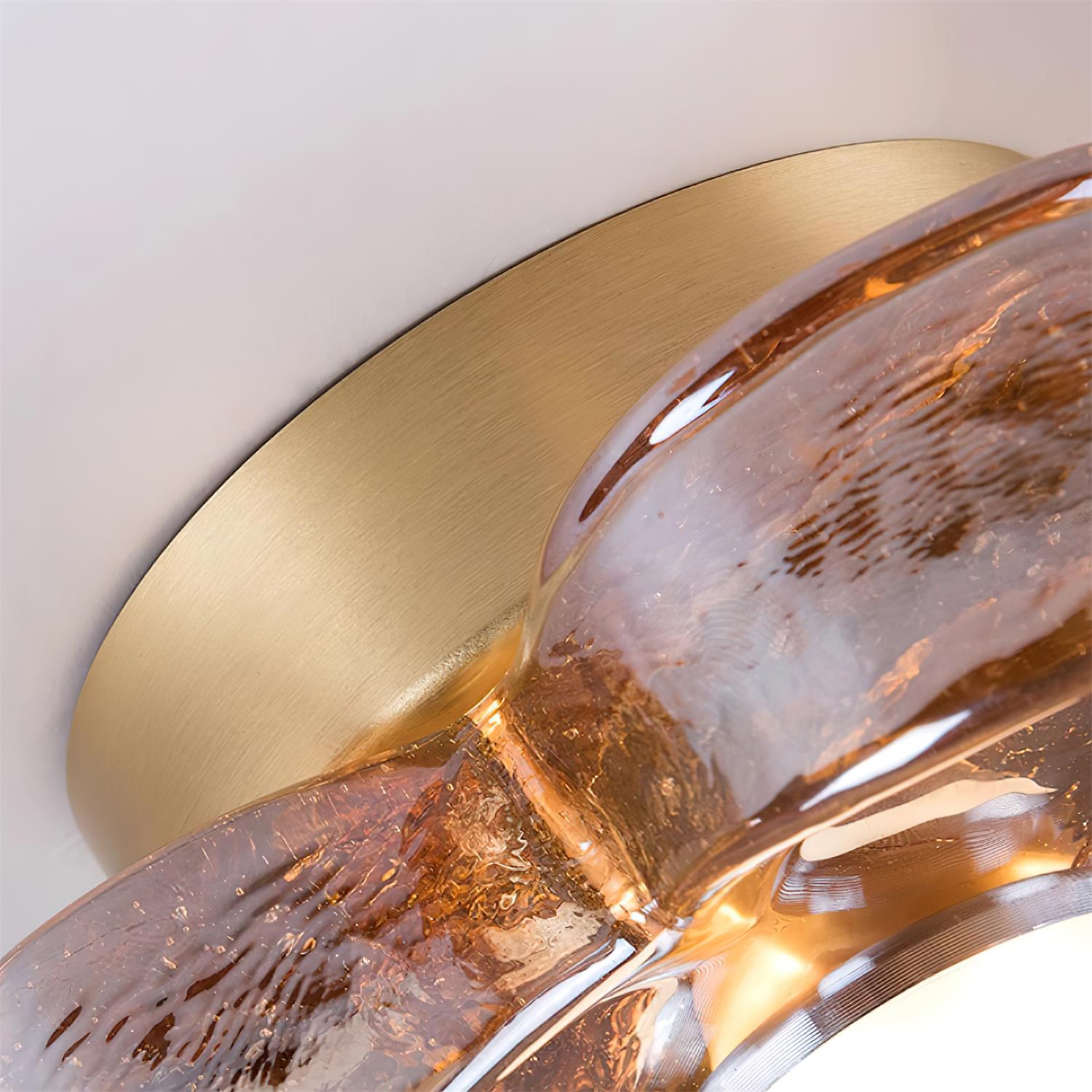 Ceiling Lamp with Amber Acrylic Clover Petals and Brass Scandi